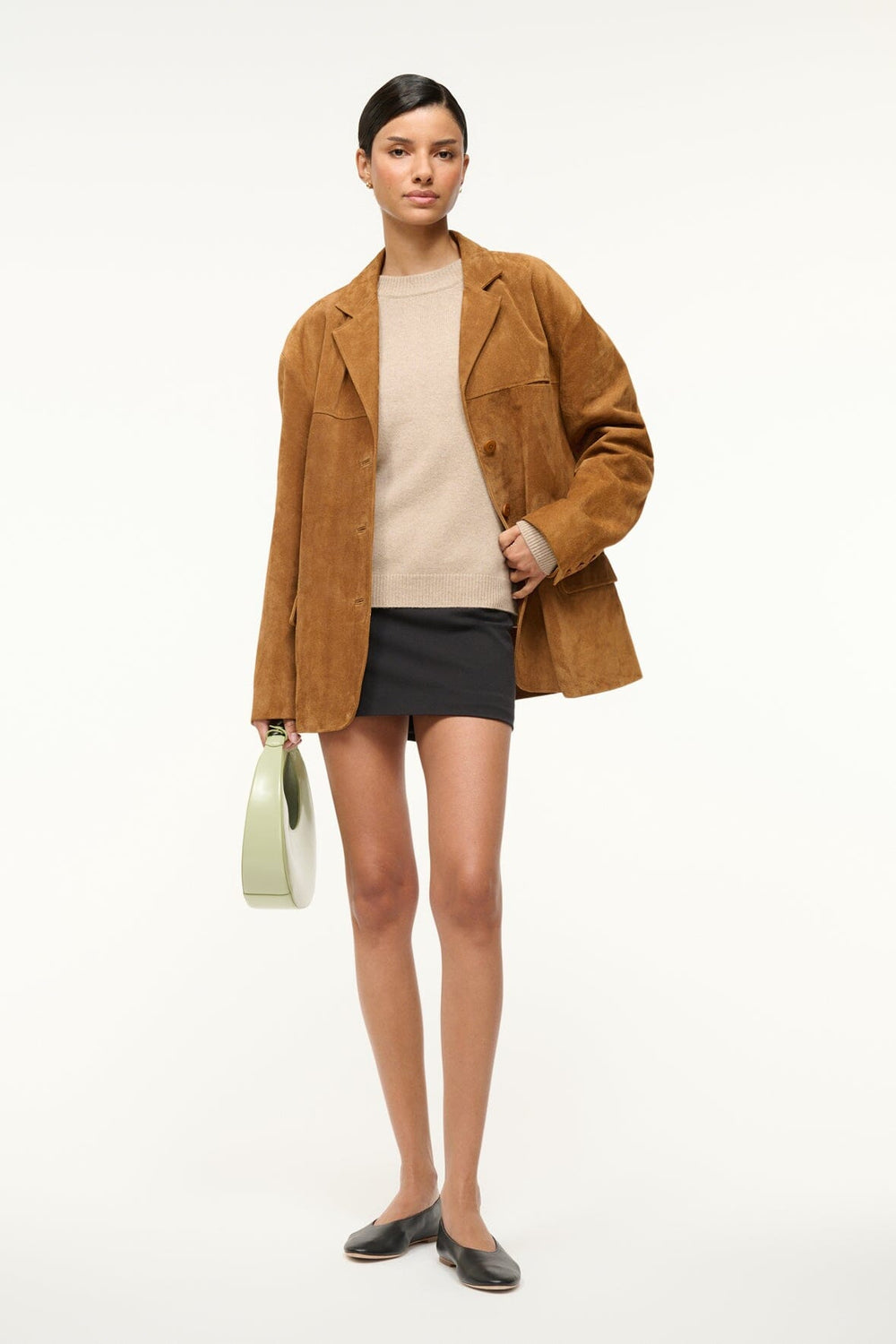 SERRANO CASHMERE RELAXED CREW STONE - STAUD online