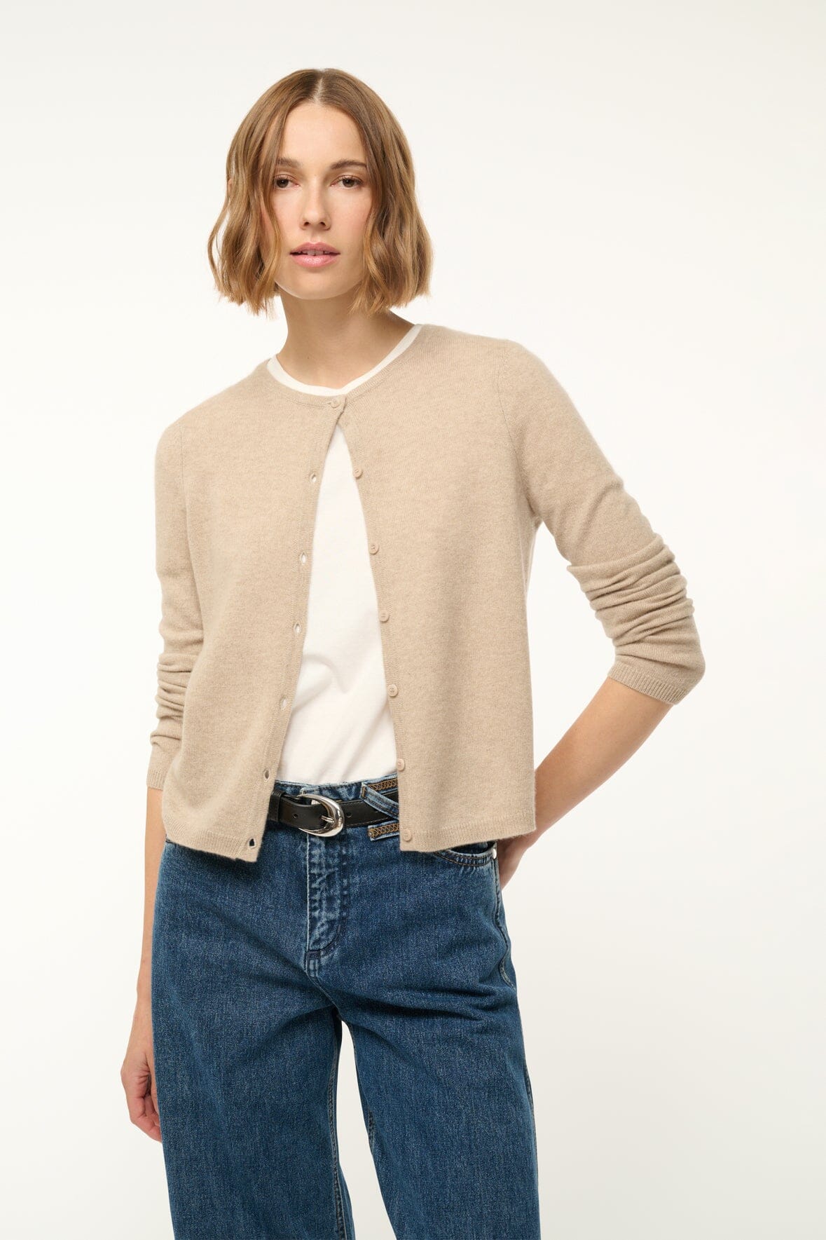 MIDNIGHT CASHMERE CARDIGAN STONE - STAUD near me