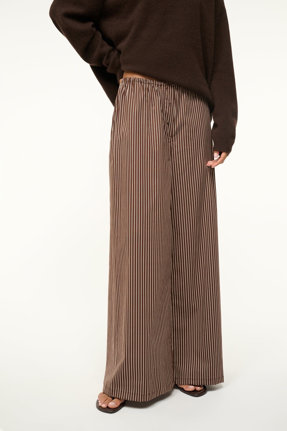 BONFIRE PANT DARK OAK MICRO STRIPE - STAUD US