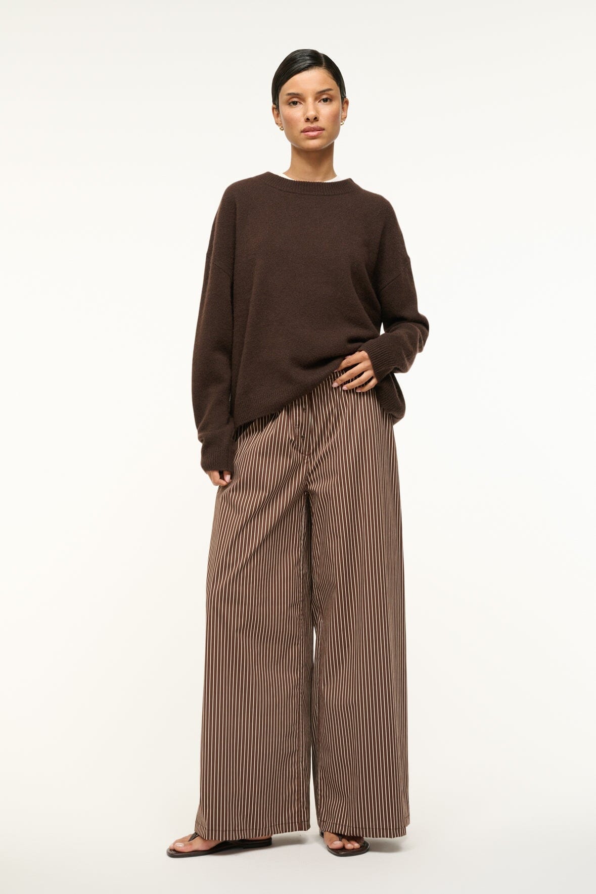 BONFIRE PANT DARK OAK MICRO STRIPE - STAUD US