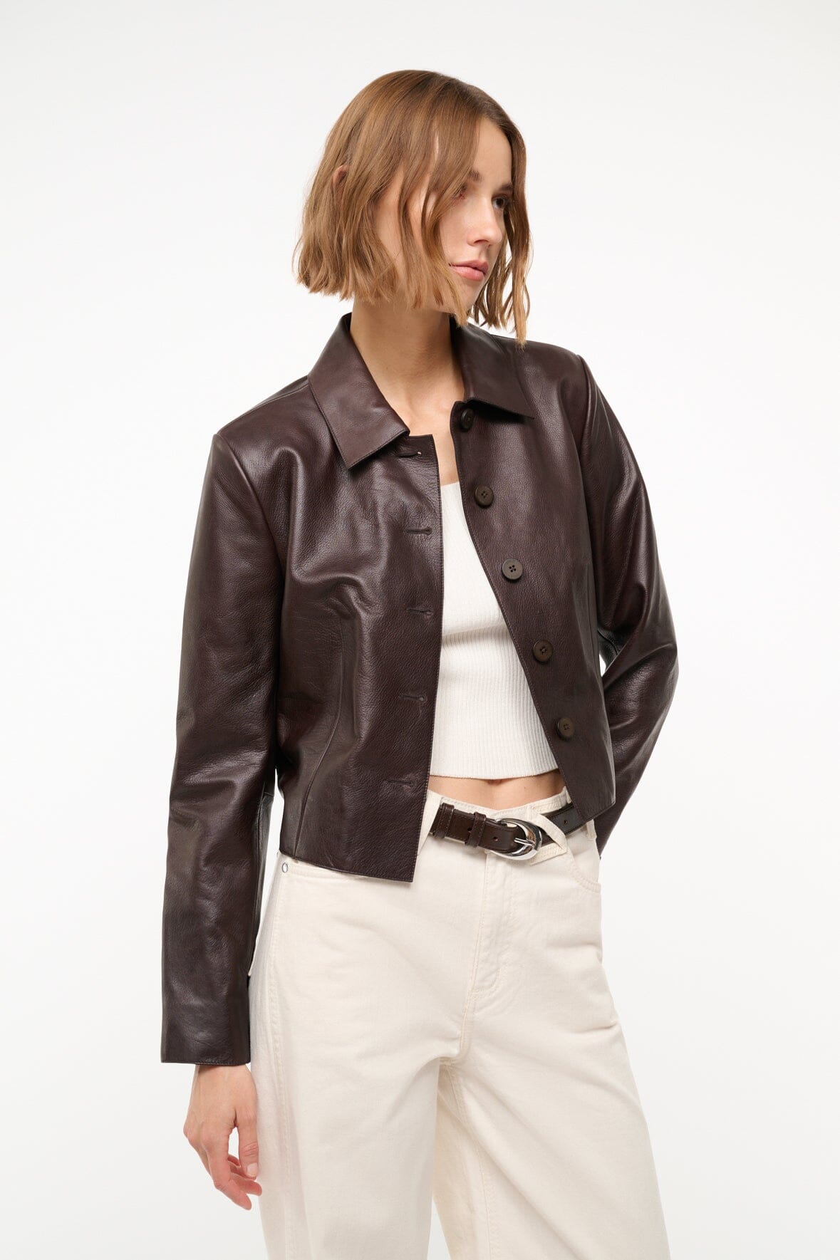 LEATHER MARINO JACKET TIRAMISU - STAUD for sale