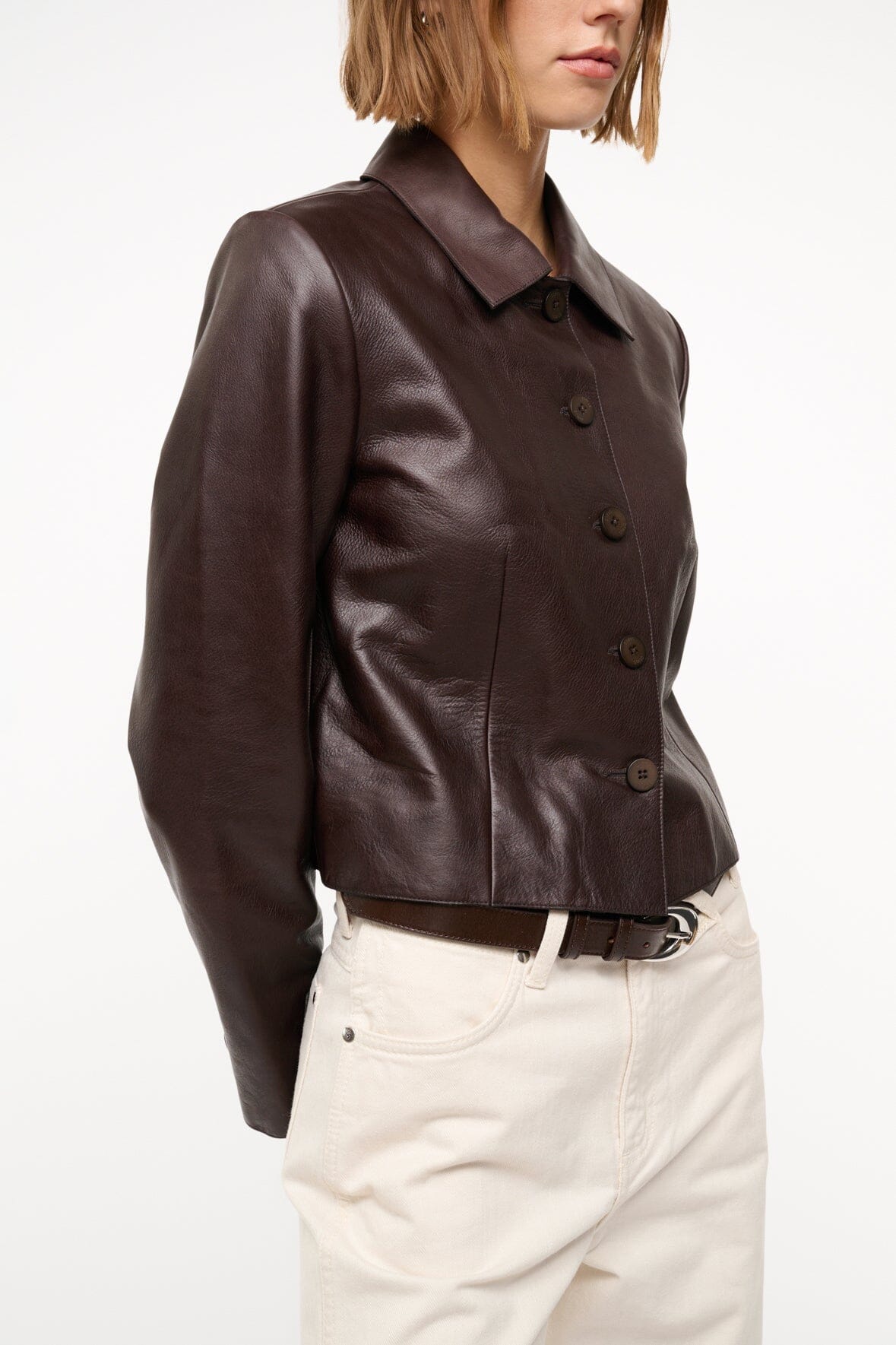 LEATHER MARINO JACKET TIRAMISU - STAUD for sale