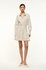 ROCCO MINI DRESS IVORY DARK OAK MICRO STRIPE - STAUD outlet