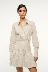 ROCCO MINI DRESS IVORY DARK OAK MICRO STRIPE - STAUD outlet