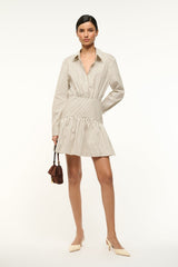 ROCCO MINI DRESS IVORY DARK OAK MICRO STRIPE - STAUD outlet
