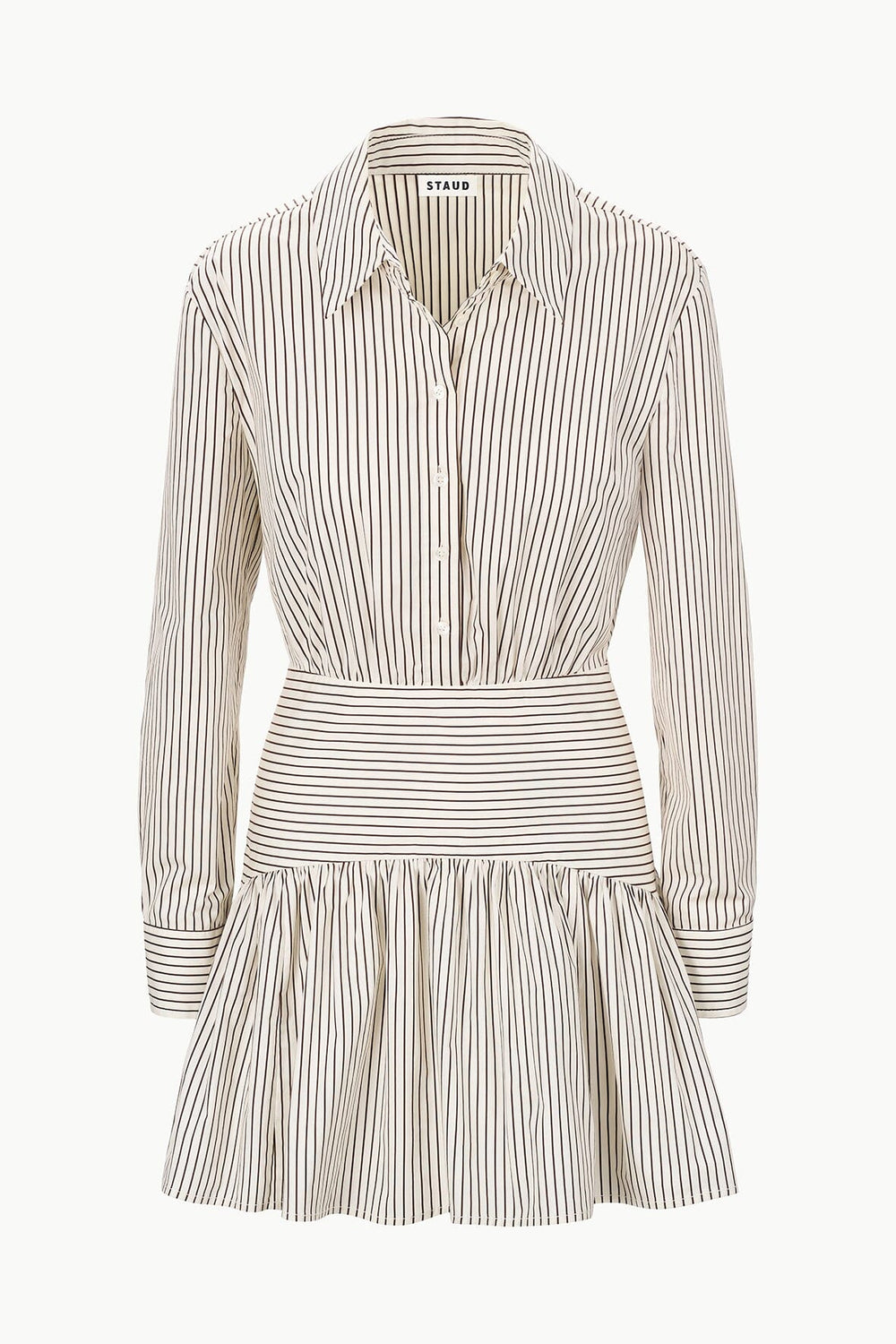 ROCCO MINI DRESS IVORY DARK OAK MICRO STRIPE - STAUD outlet