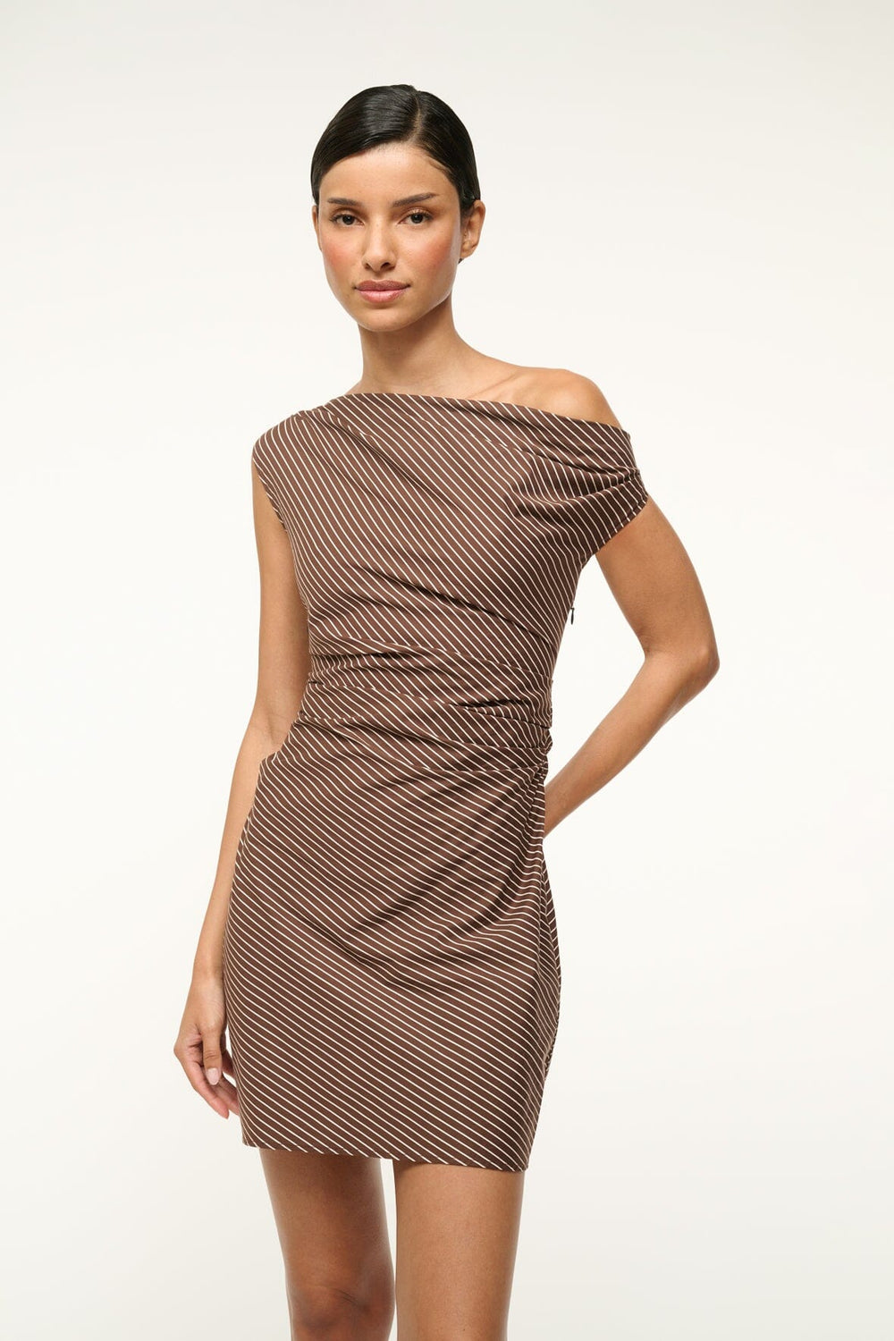 PHARE MINI DRESS DARK OAK MICRO STRIPE - STAUD outlet