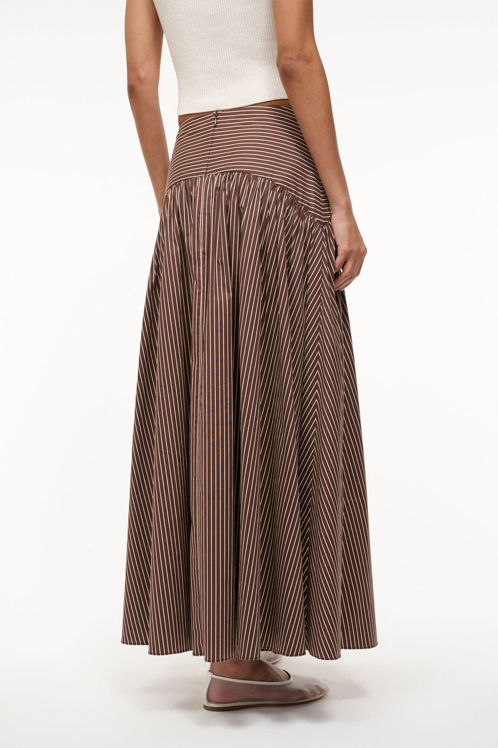 PROCIDA SKIRT DARK OAK MICRO STRIPE - STAUD US