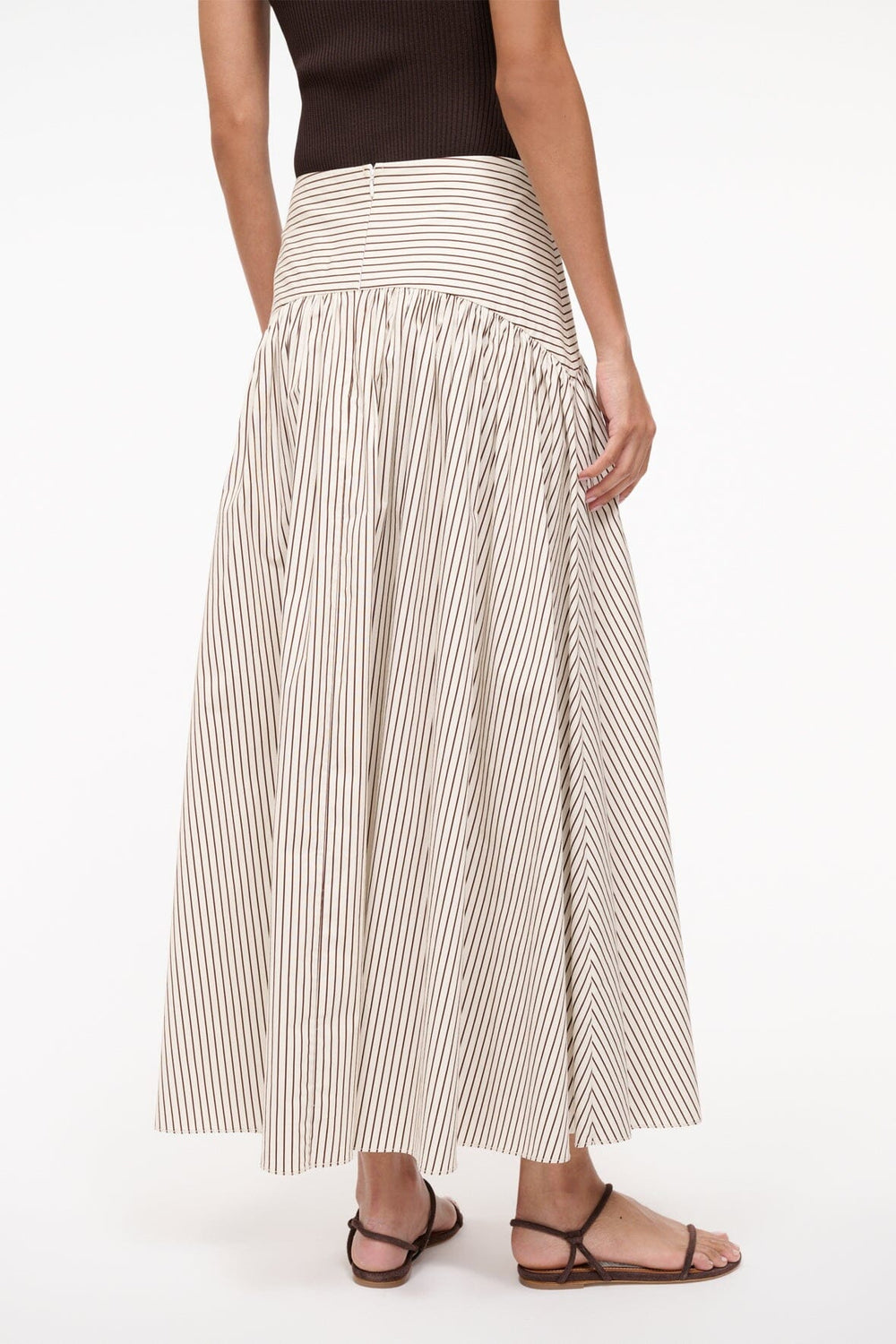 PROCIDA SKIRT IVORY DARK OAK MICRO STRIPE - STAUD sale