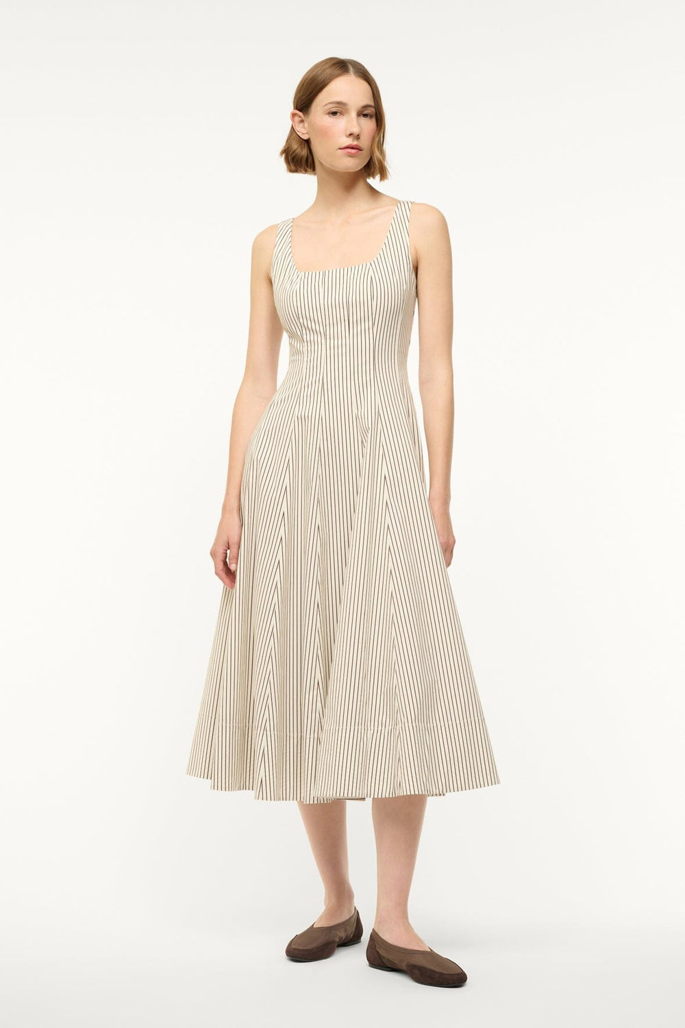 WELLS DRESS IVORY DARK OAK MICRO STRIPE - STAUD near me