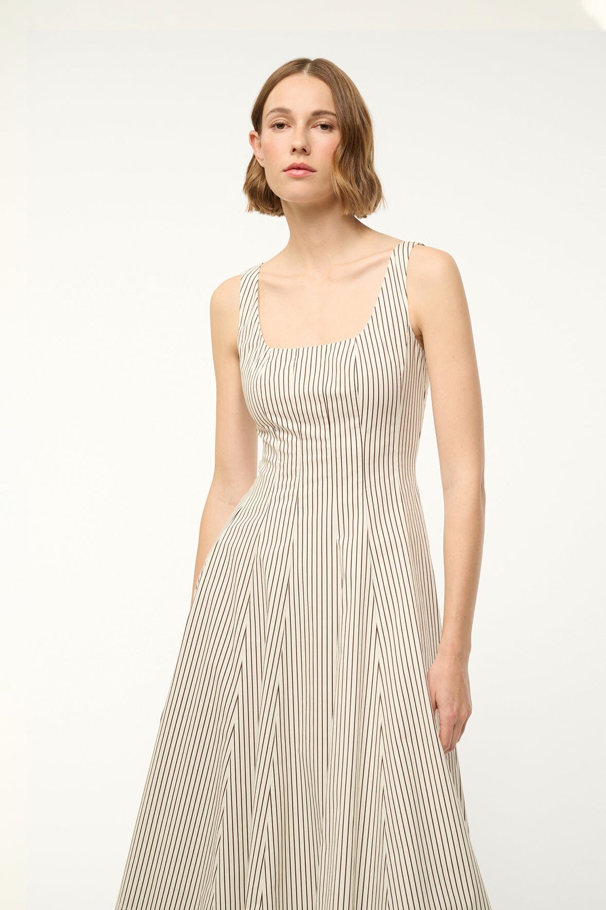 WELLS DRESS IVORY DARK OAK MICRO STRIPE - STAUD near me