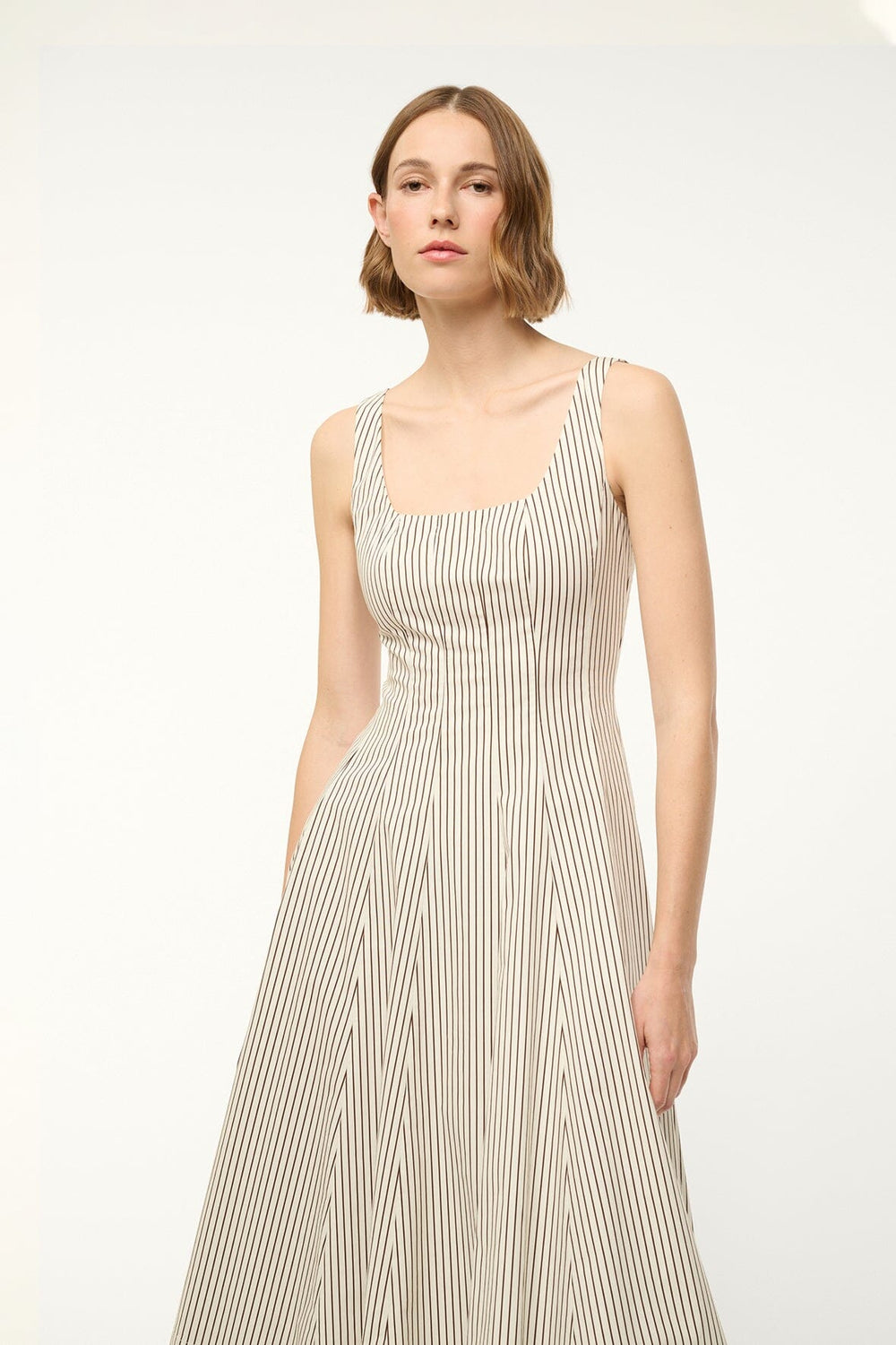 WELLS DRESS IVORY DARK OAK MICRO STRIPE - STAUD near me