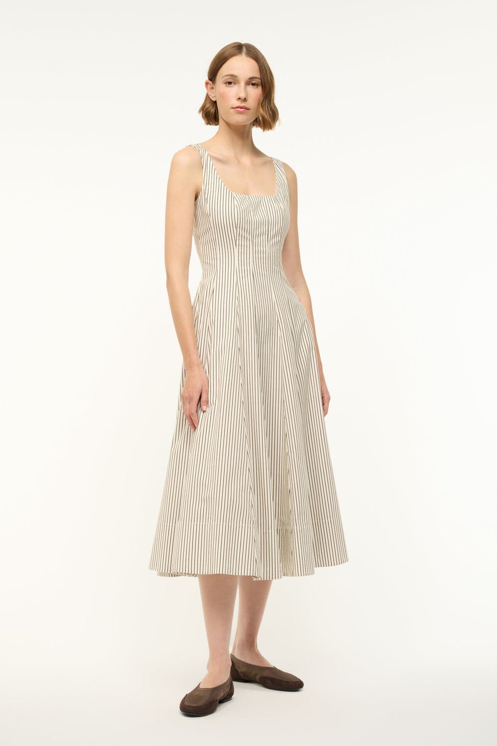 WELLS DRESS IVORY DARK OAK MICRO STRIPE - STAUD near me