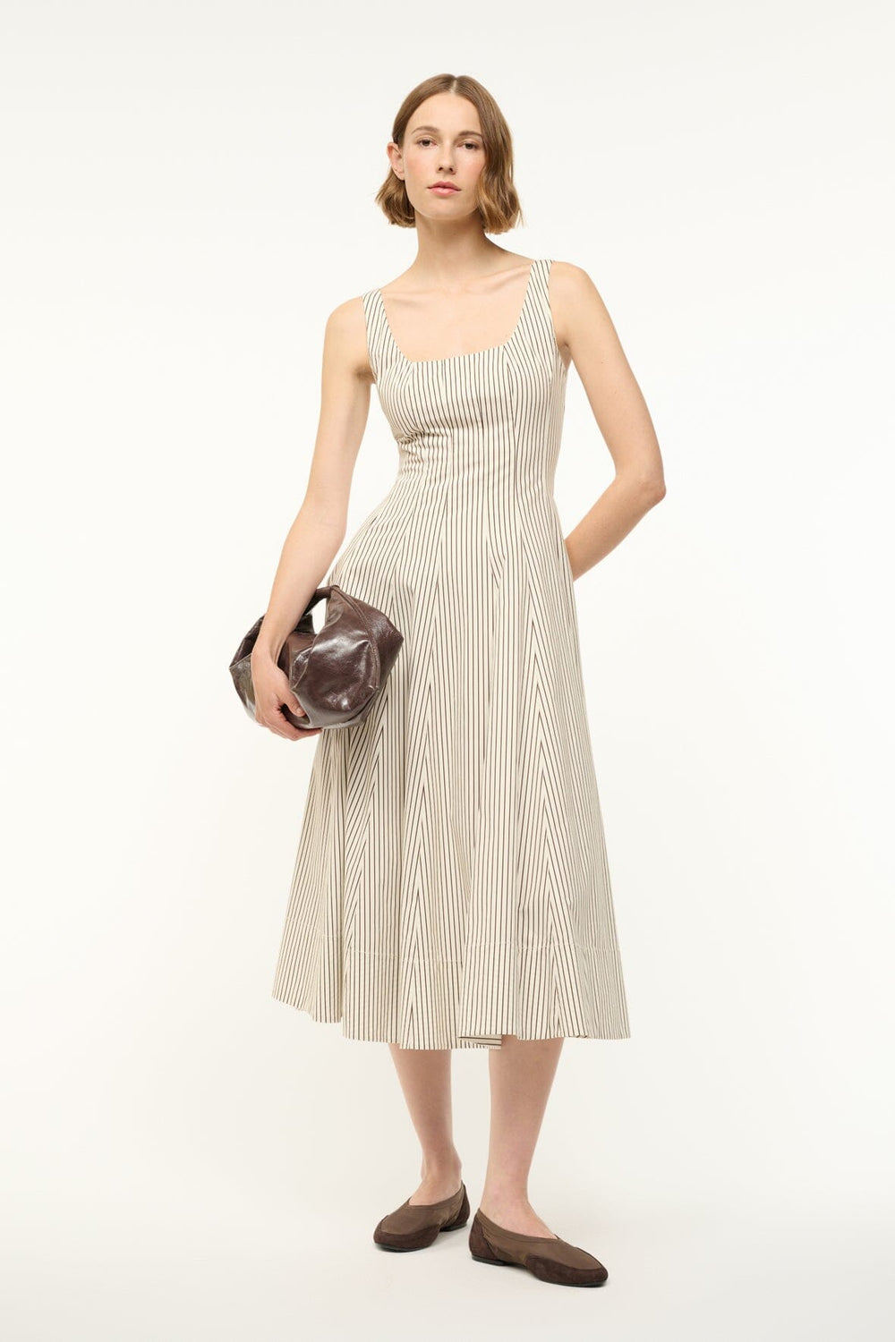 WELLS DRESS IVORY DARK OAK MICRO STRIPE - STAUD near me