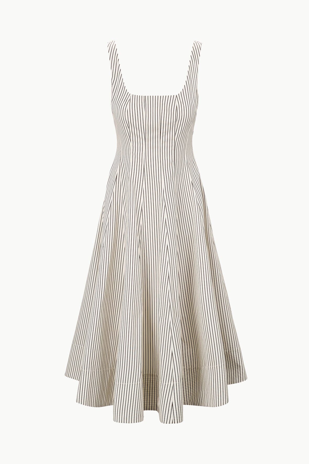 WELLS DRESS IVORY DARK OAK MICRO STRIPE - STAUD near me