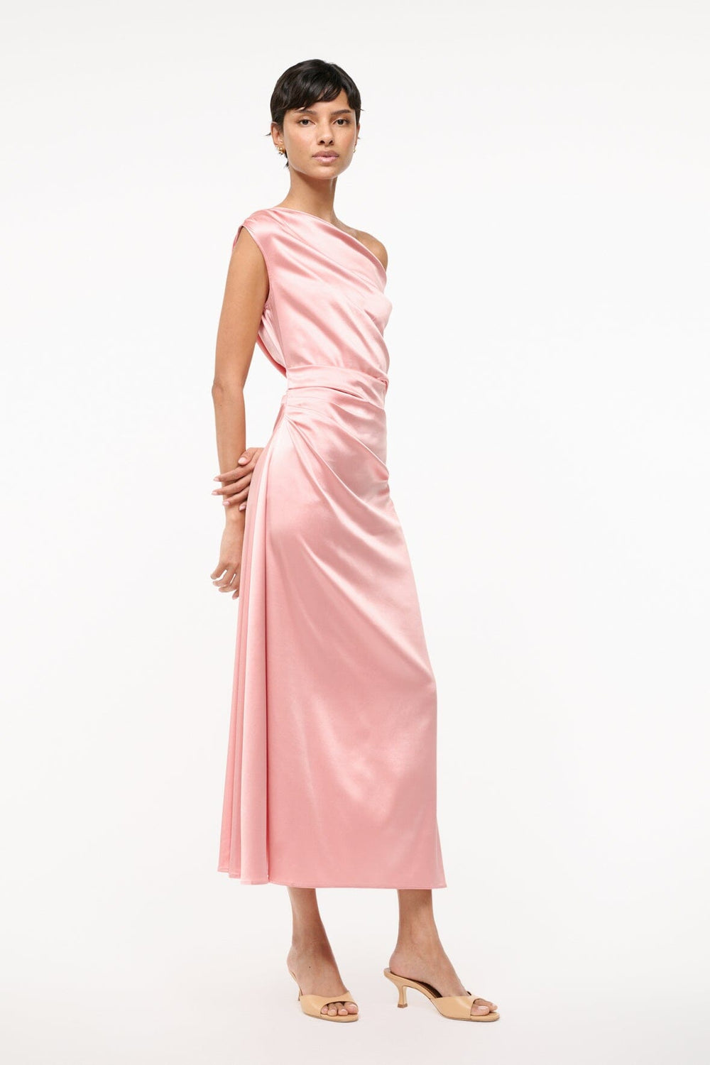 PHARE SILK DRESS ROSE - STAUD for sale