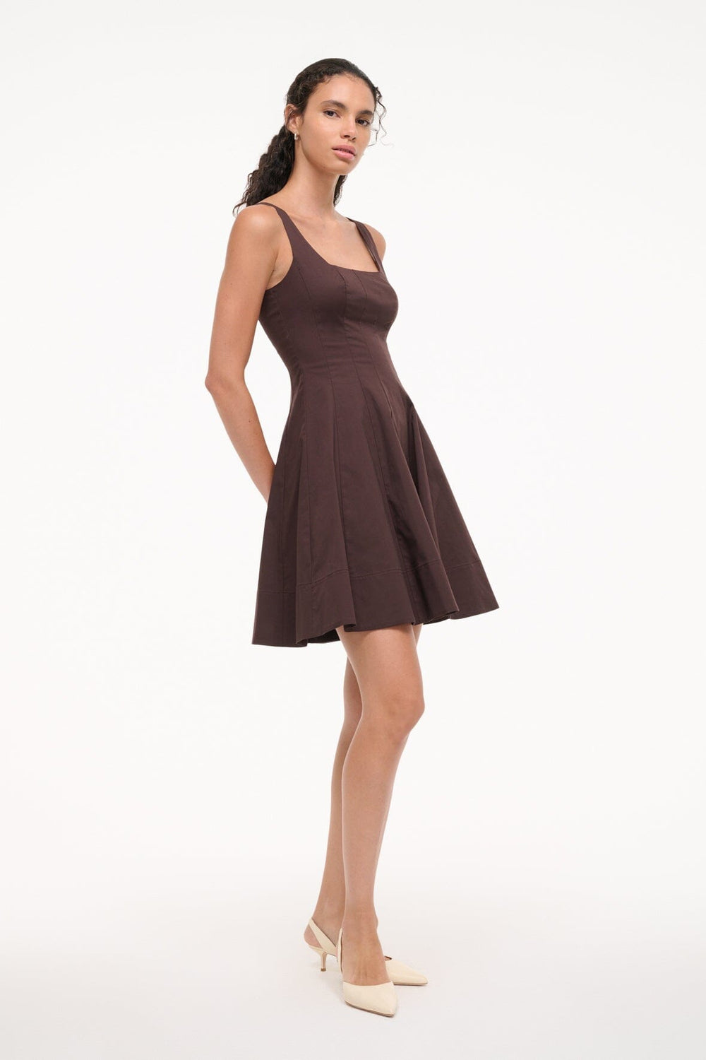 WELLS MINI DRESS EARTH - STAUD for sale
