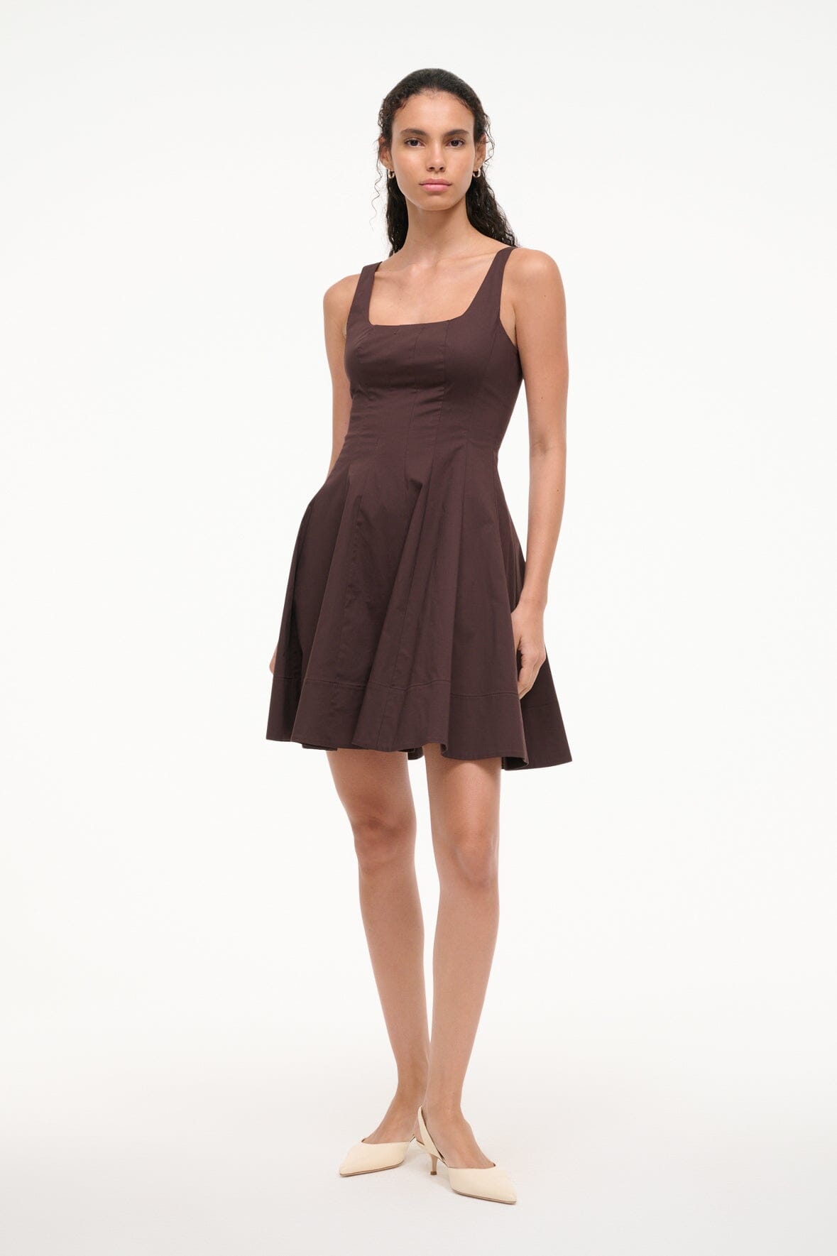 WELLS MINI DRESS EARTH - STAUD for sale