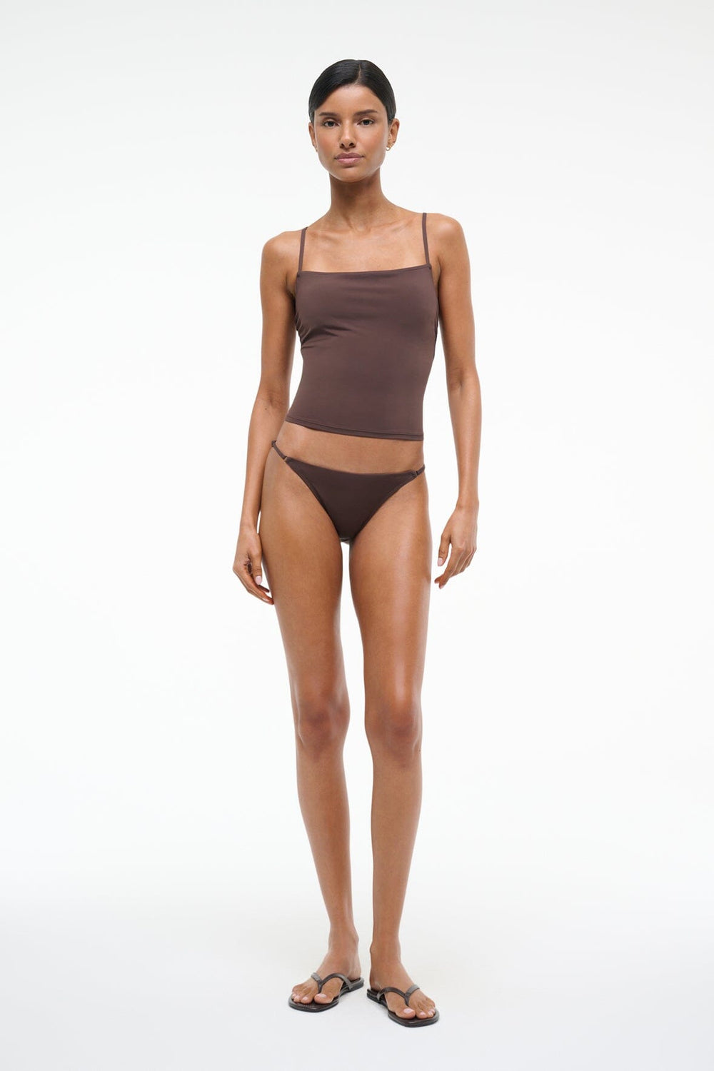 SISLEY SIDE TIE BIKINI BOTTOM DARK CHOCOLATE - STAUD sale