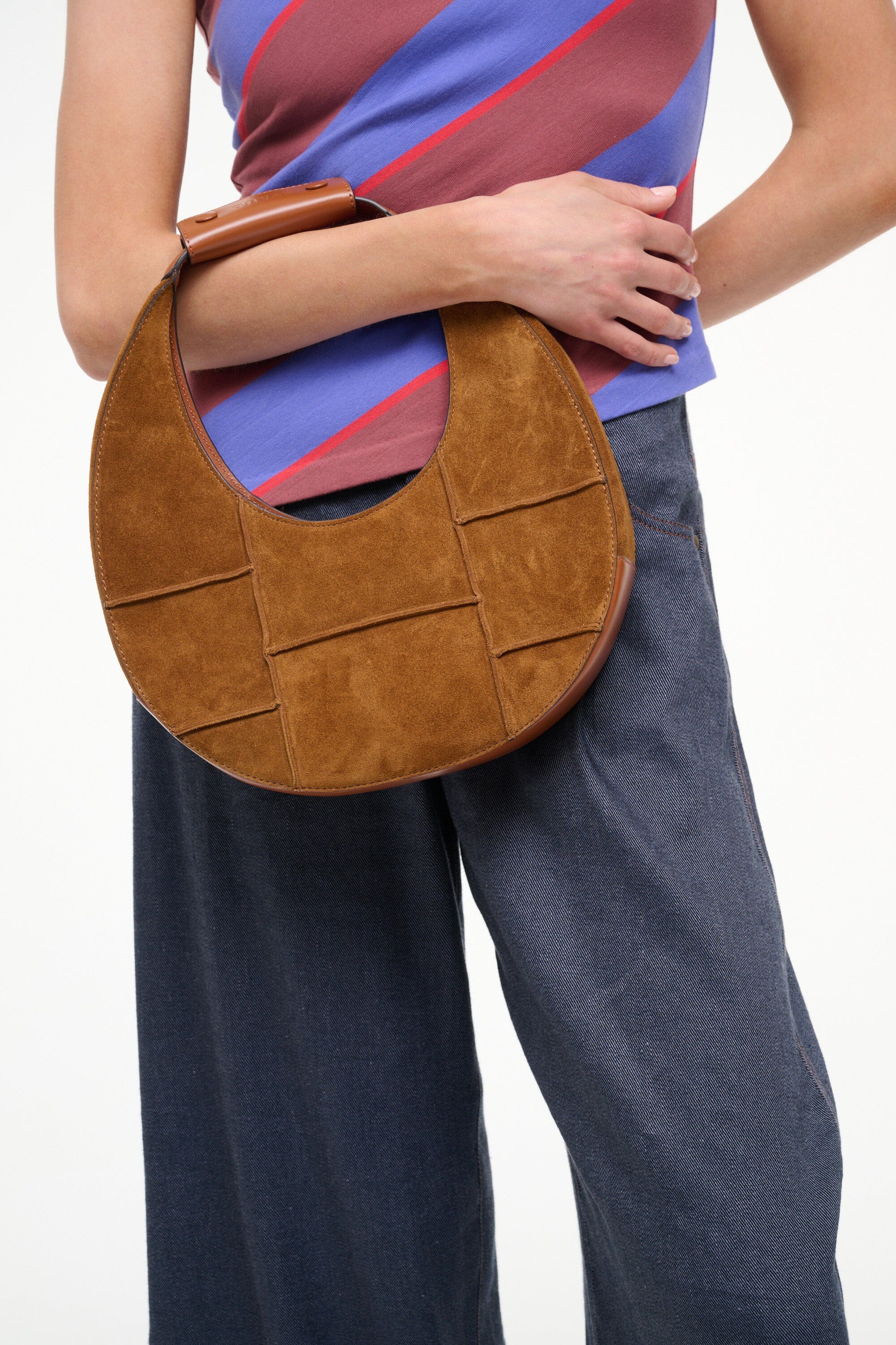 MOON TOTE BAG TAN SUEDE - STAUD online