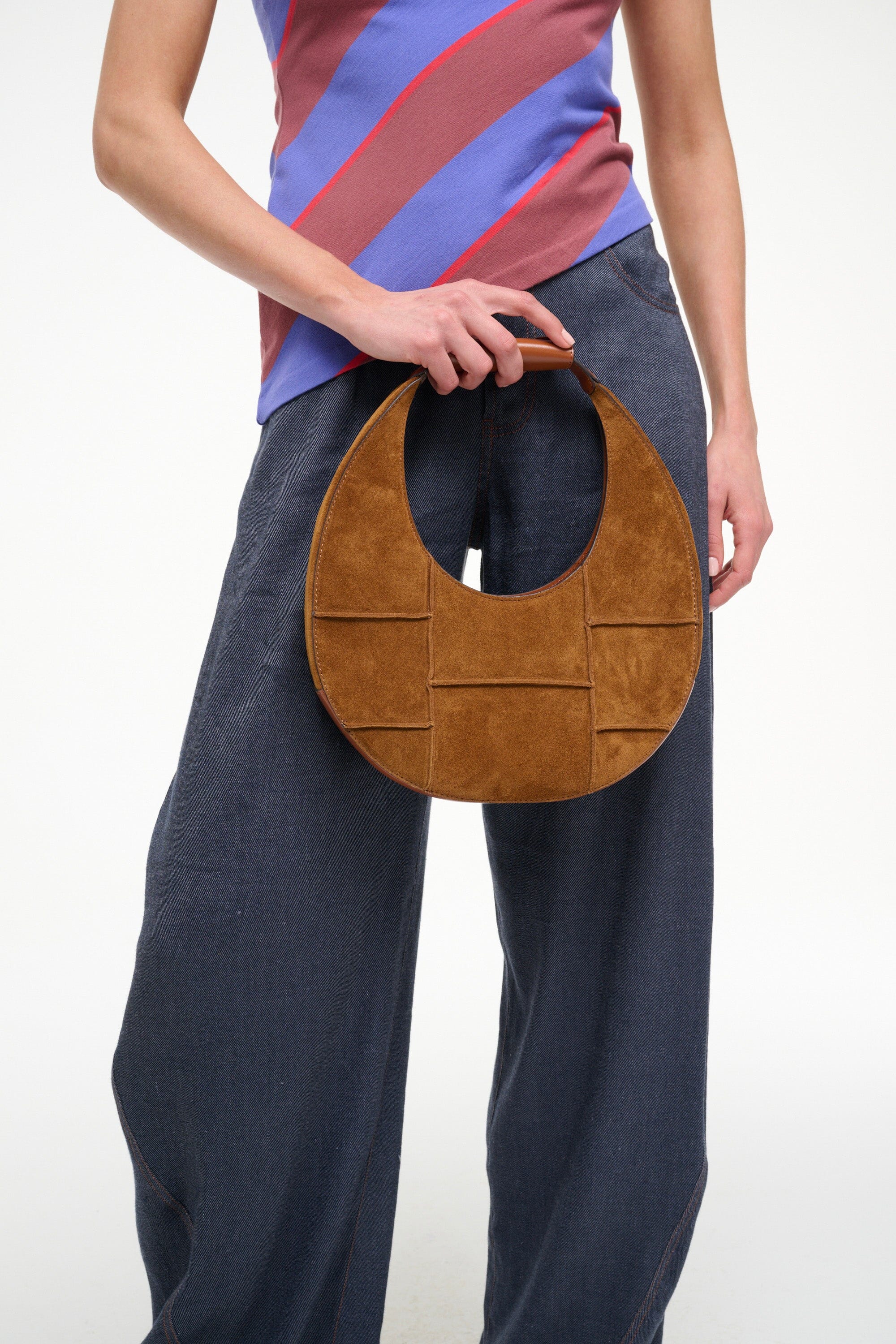 MOON TOTE BAG TAN SUEDE - STAUD online