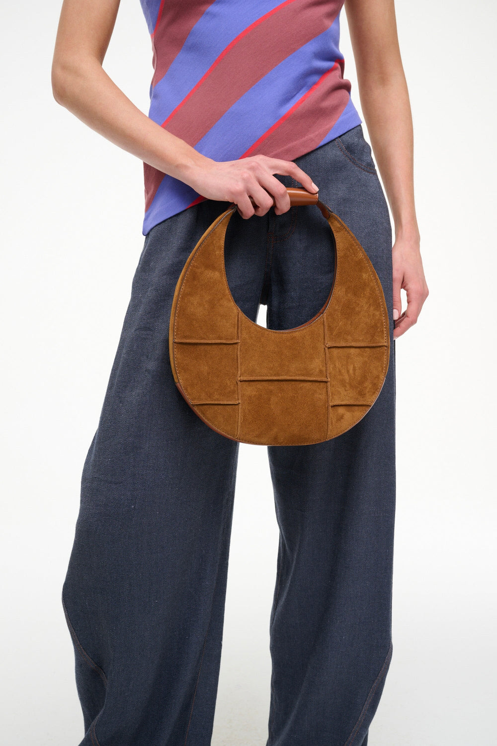 MOON TOTE BAG TAN SUEDE - STAUD online