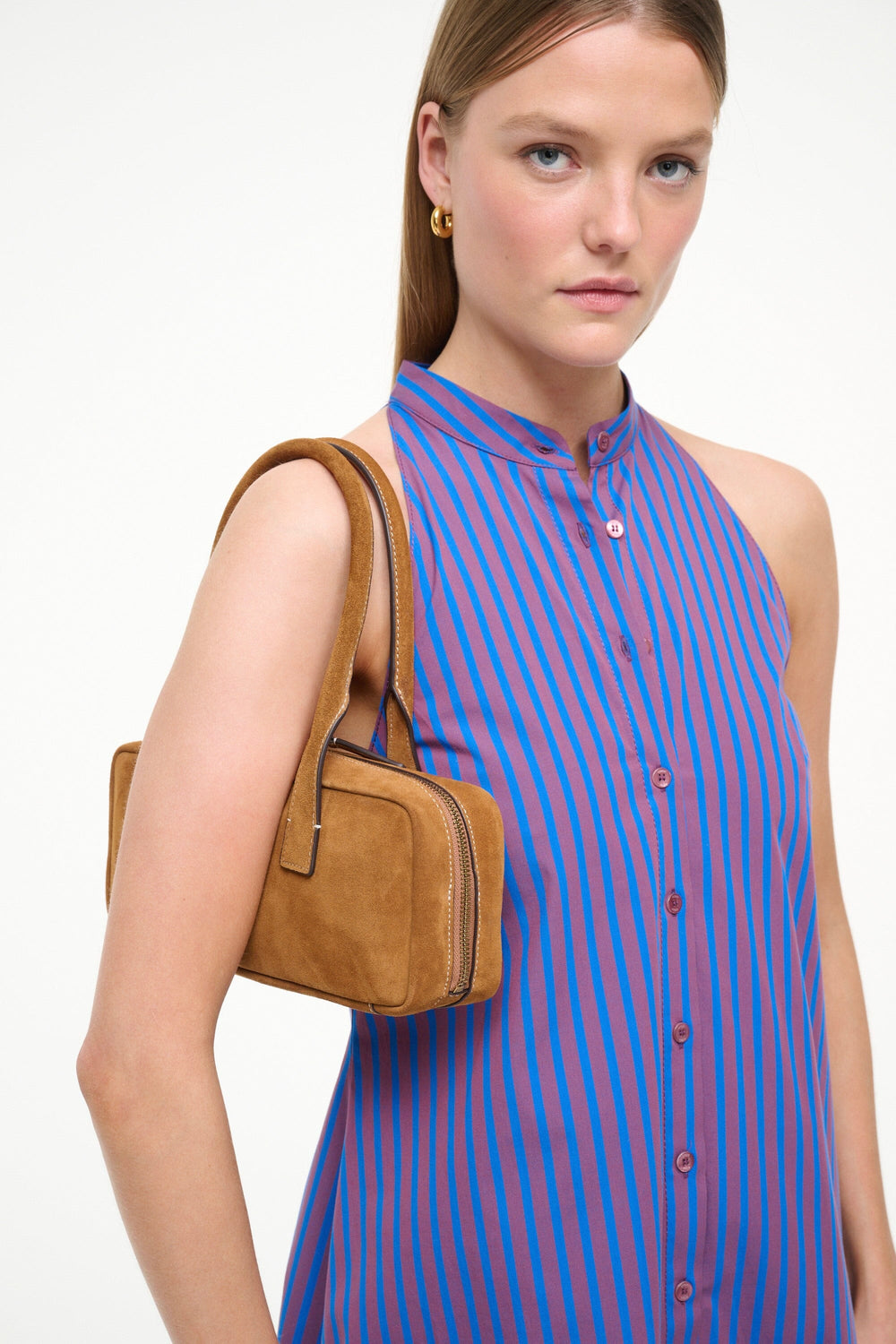 DUDE SHOULDER BAG TAN SUEDE - STAUD US