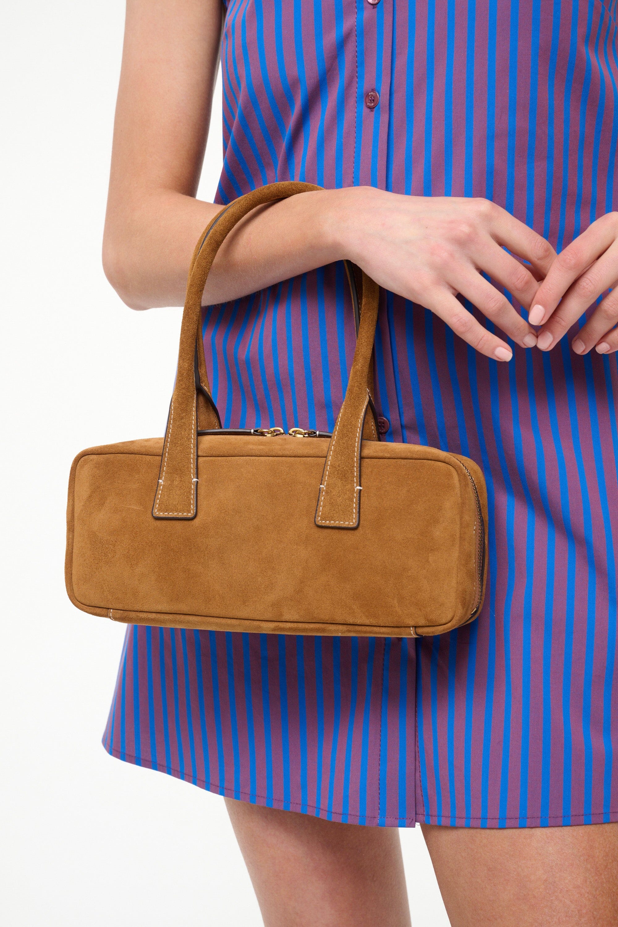 DUDE SHOULDER BAG TAN SUEDE - STAUD US