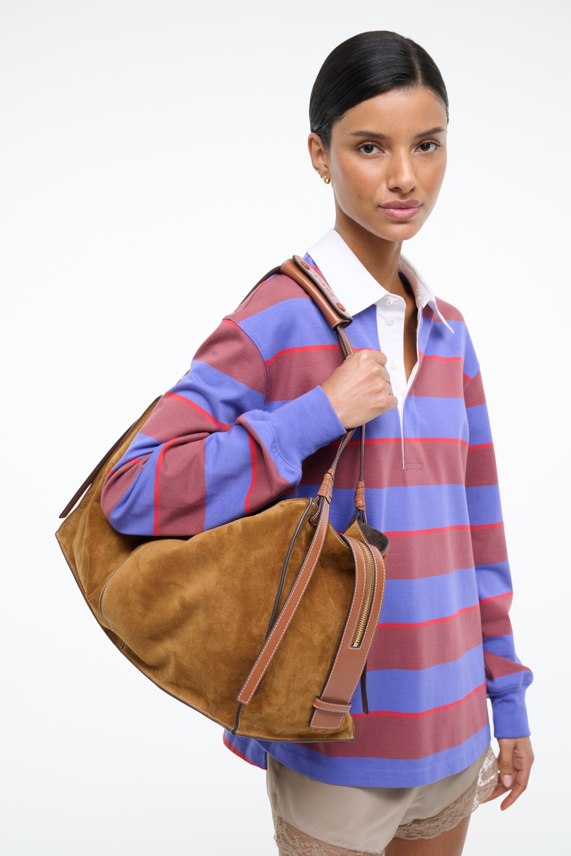 HAROLD HOBO BAG TAN SUEDE - STAUD outlet