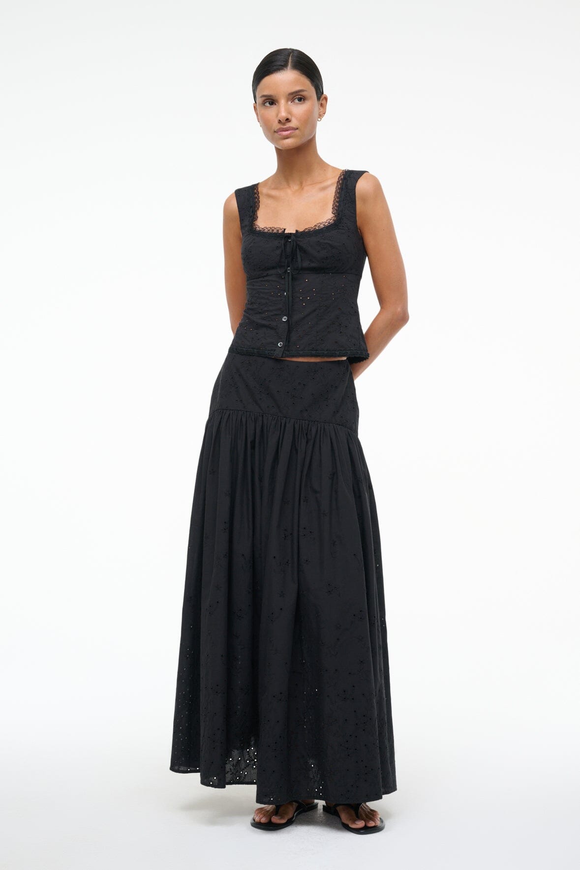 LOU TOP BLACK EYELET - STAUD online