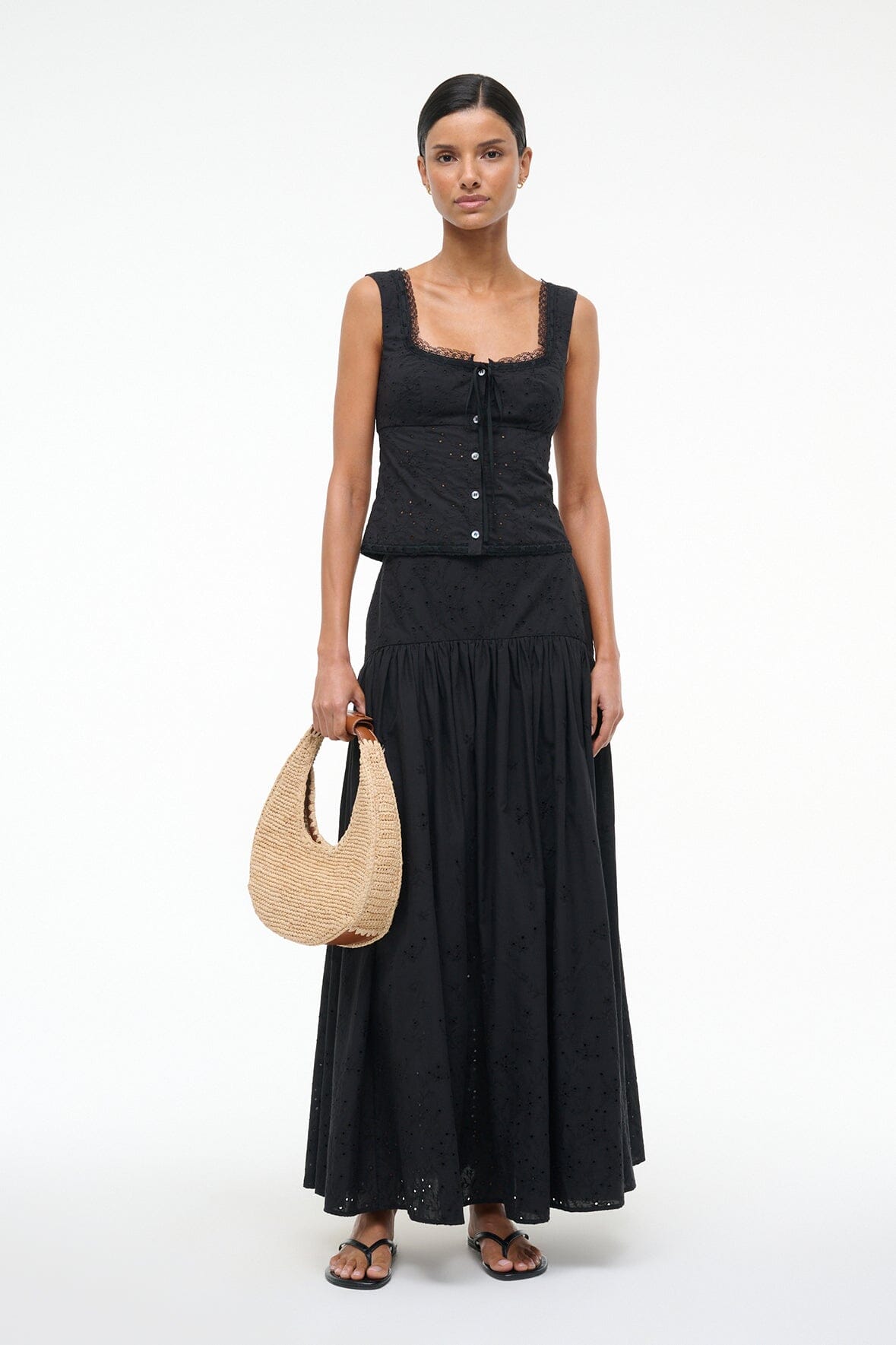 LOU TOP BLACK EYELET - STAUD online