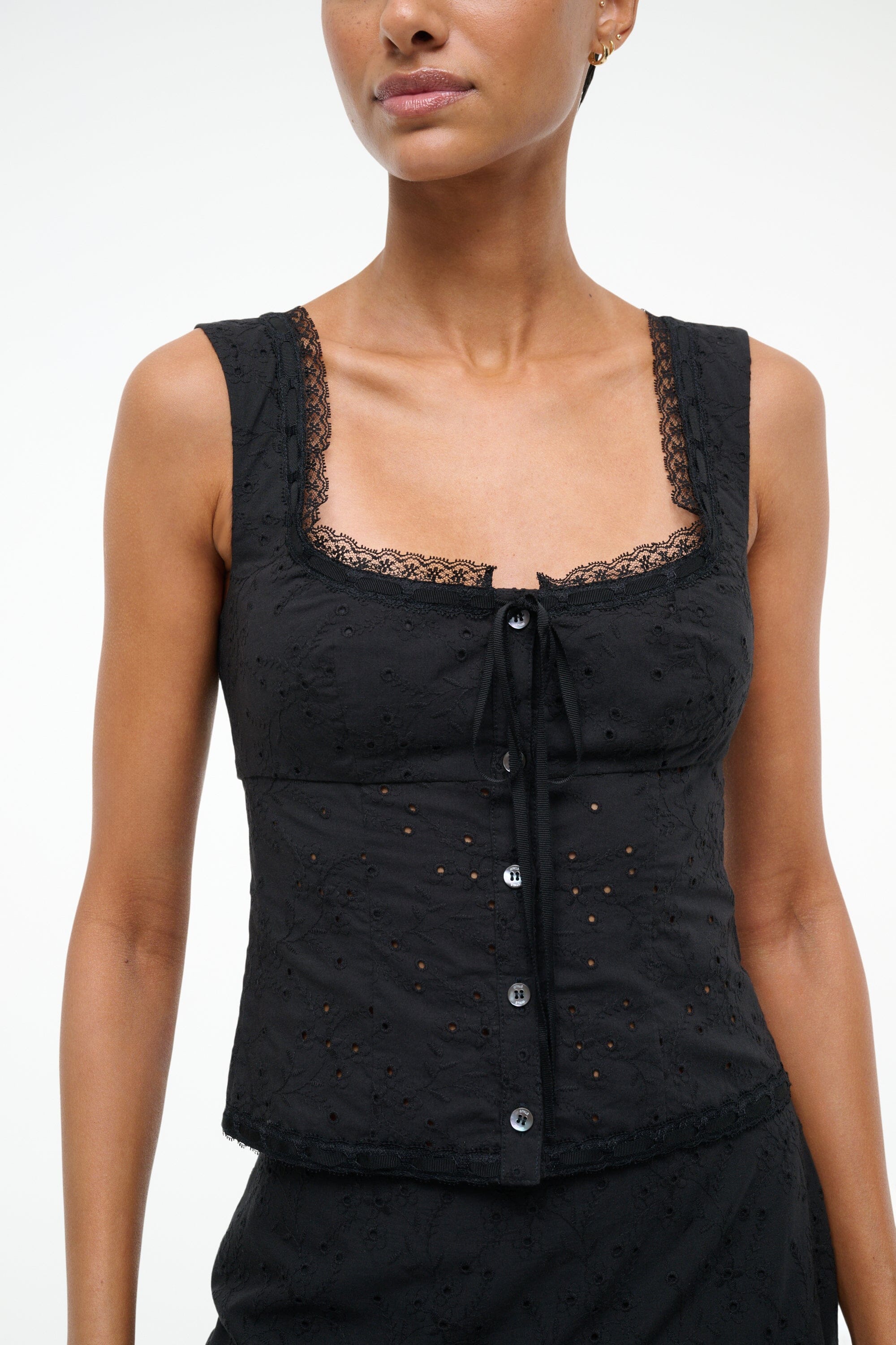 LOU TOP BLACK EYELET - STAUD online