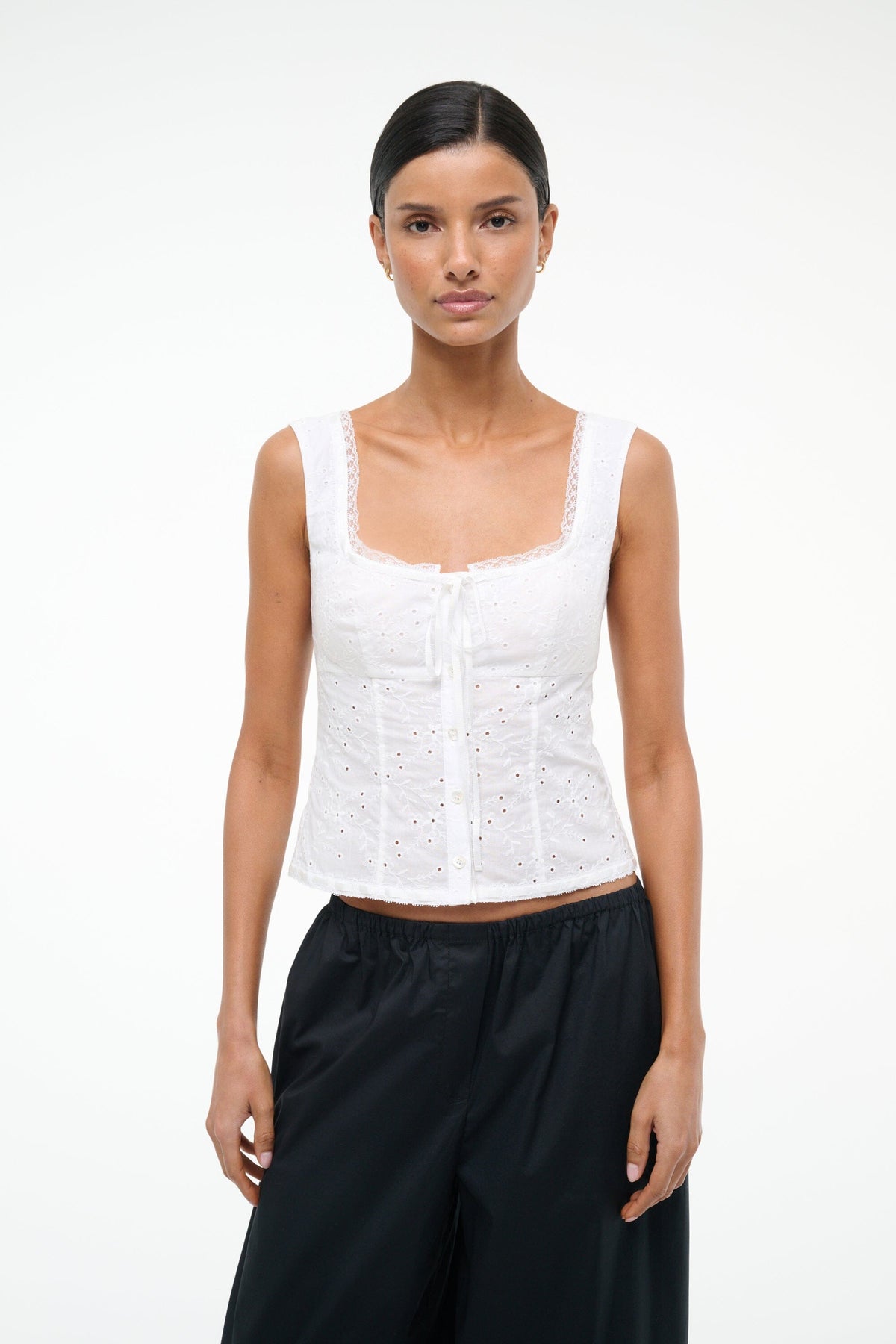 LOU TOP WHITE EYELET - STAUD near me