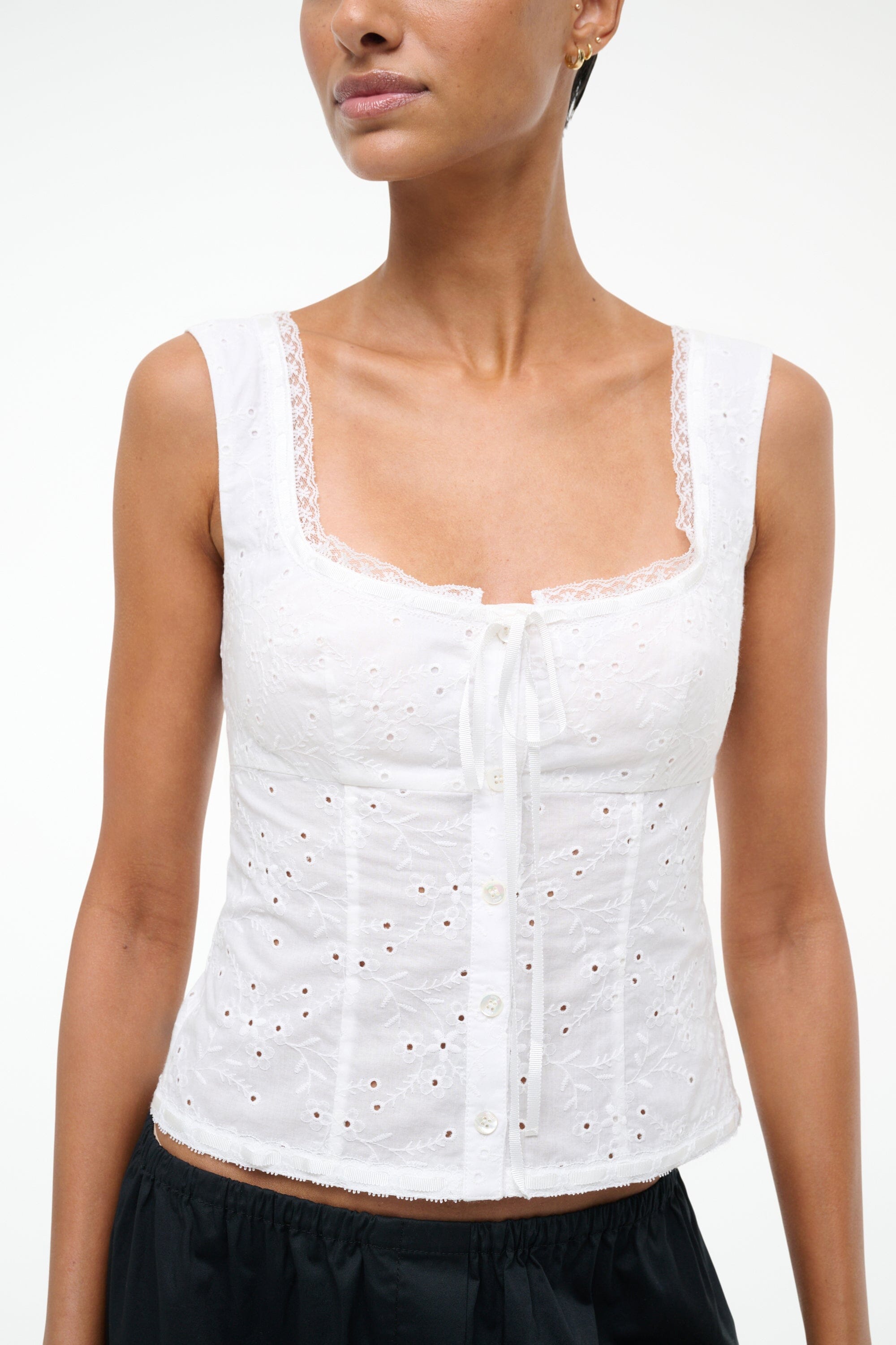 LOU TOP WHITE EYELET - STAUD near me