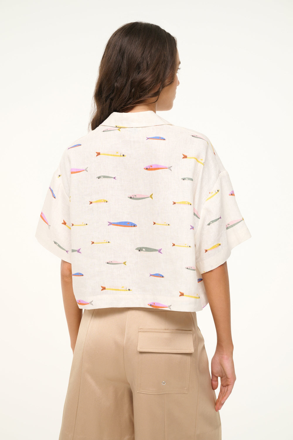 DAYA LINEN TOP POP SARDINES IVORY - STAUD sale
