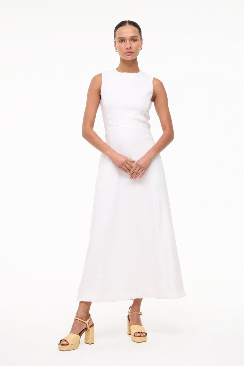 MARTINE LINEN DRESS WHITE - STAUD online