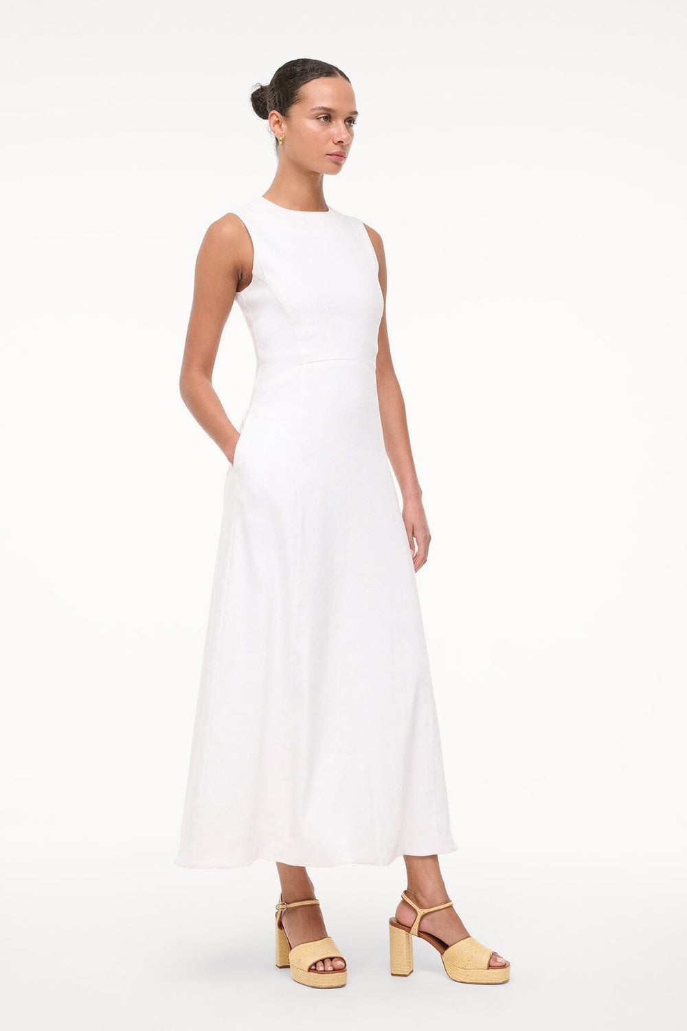 MARTINE LINEN DRESS WHITE - STAUD online