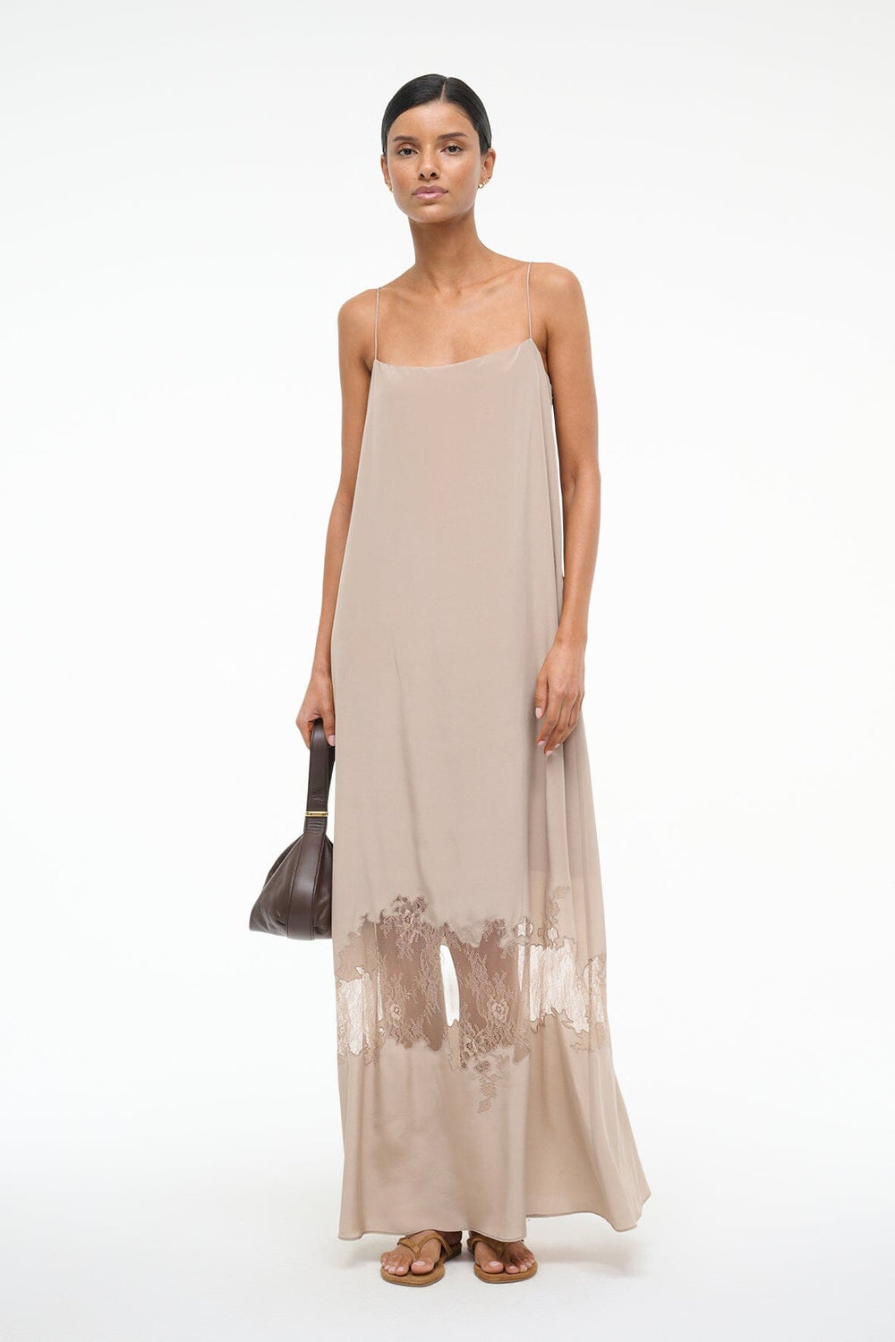 DELFINA SILK DRESS DUNE - STAUD US