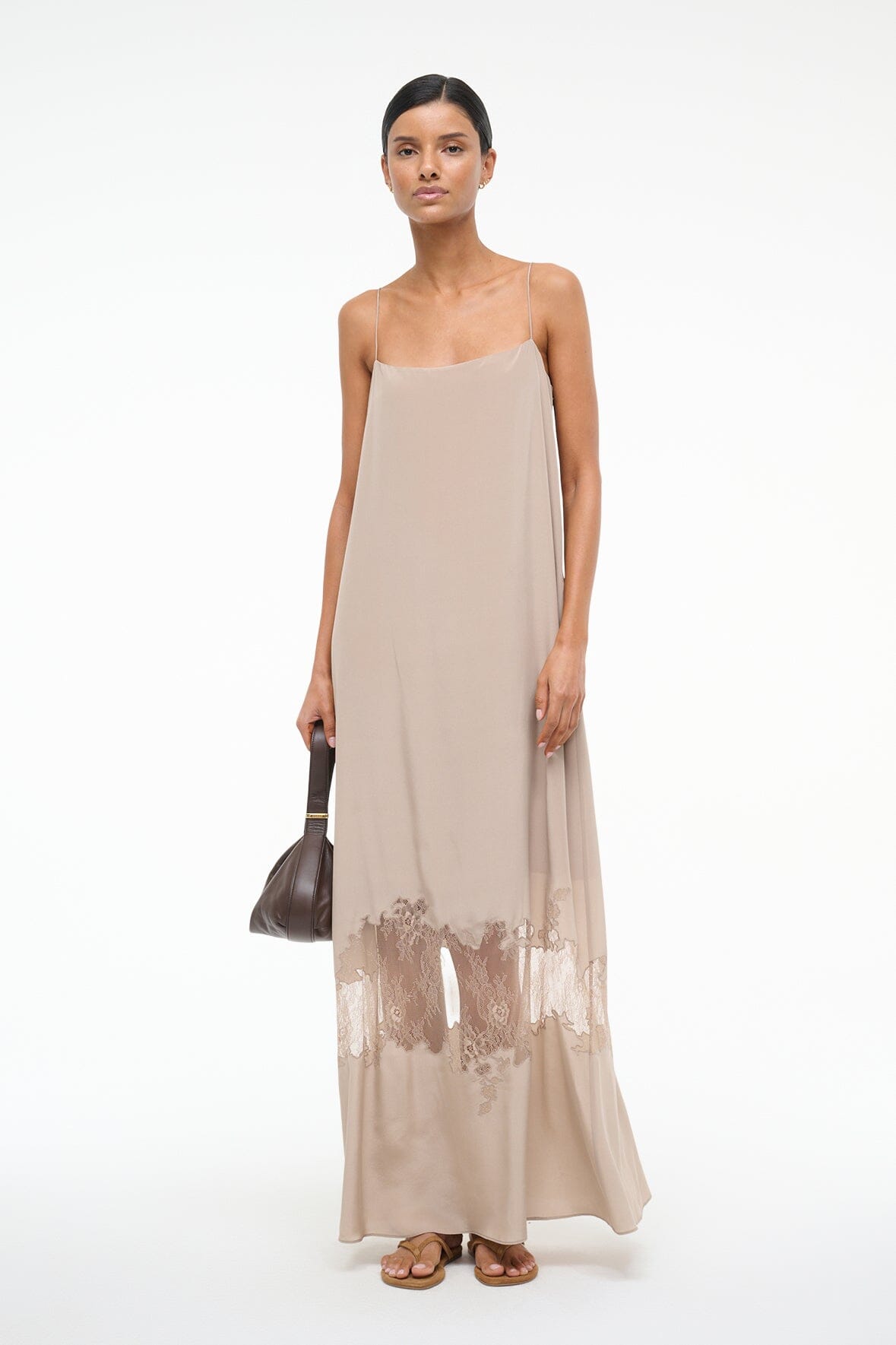 DELFINA SILK DRESS DUNE - STAUD US