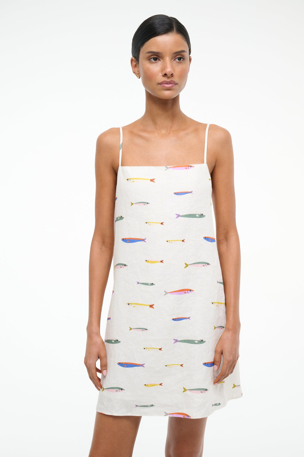 LAURA LINEN MINI DRESS POP SARDINES IVORY - STAUD near me