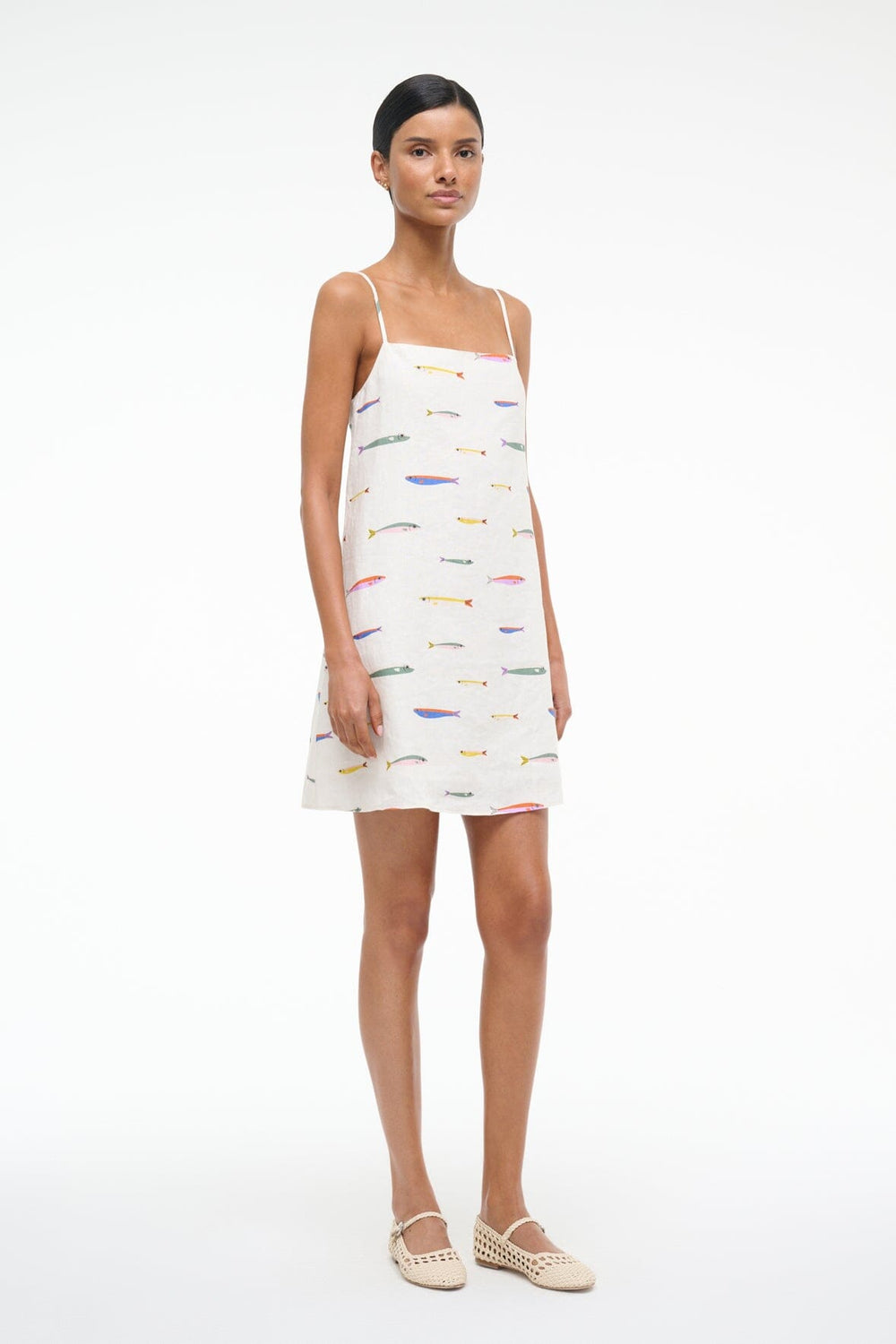 LAURA LINEN MINI DRESS POP SARDINES IVORY - STAUD near me