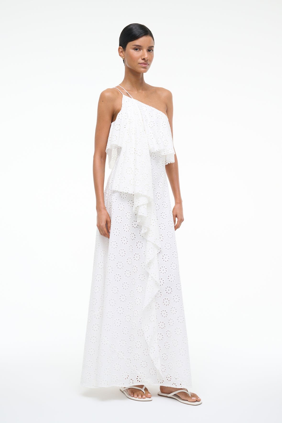 ISA DRESS WHITE EYELET - STAUD sale