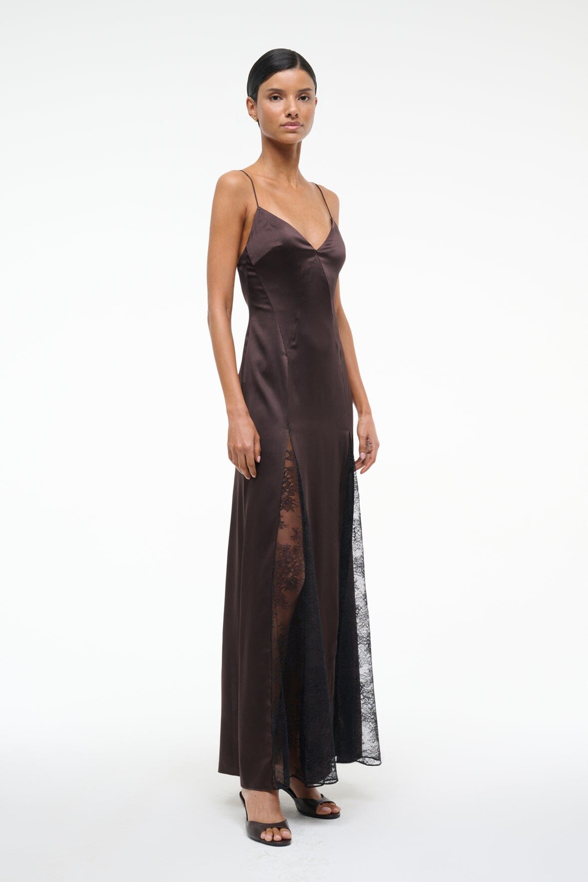 TRINITY SILK DRESS EARTH - STAUD outlet