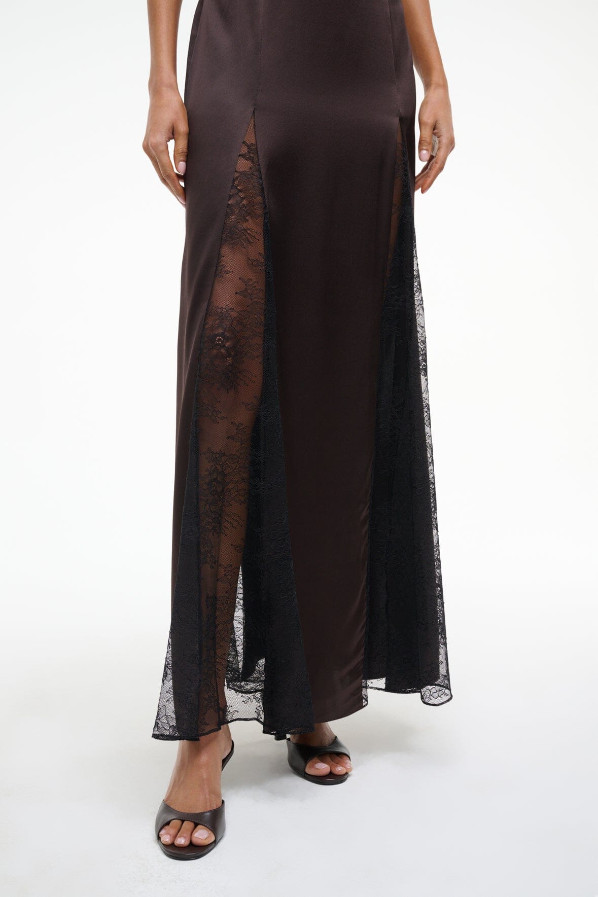 TRINITY SILK DRESS EARTH - STAUD outlet