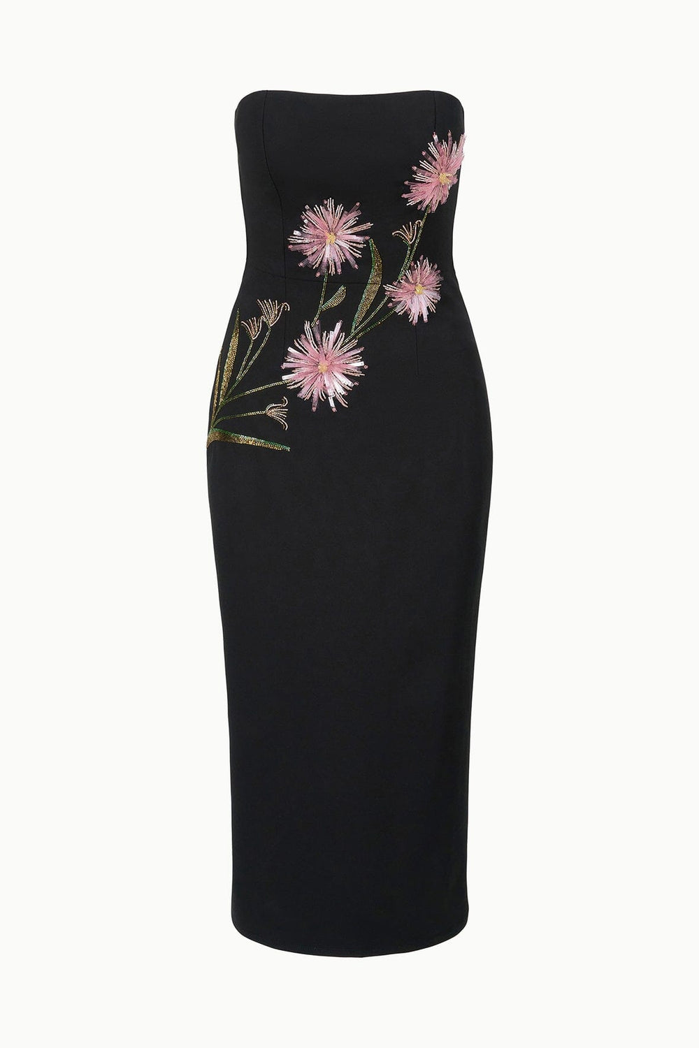 BROOKE DRESS DAHLIA DAYDREAM BLACK - STAUD US