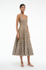 WELLS DRESS TAUPE EMBROIDERY - STAUD online