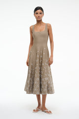 WELLS DRESS TAUPE EMBROIDERY - STAUD online