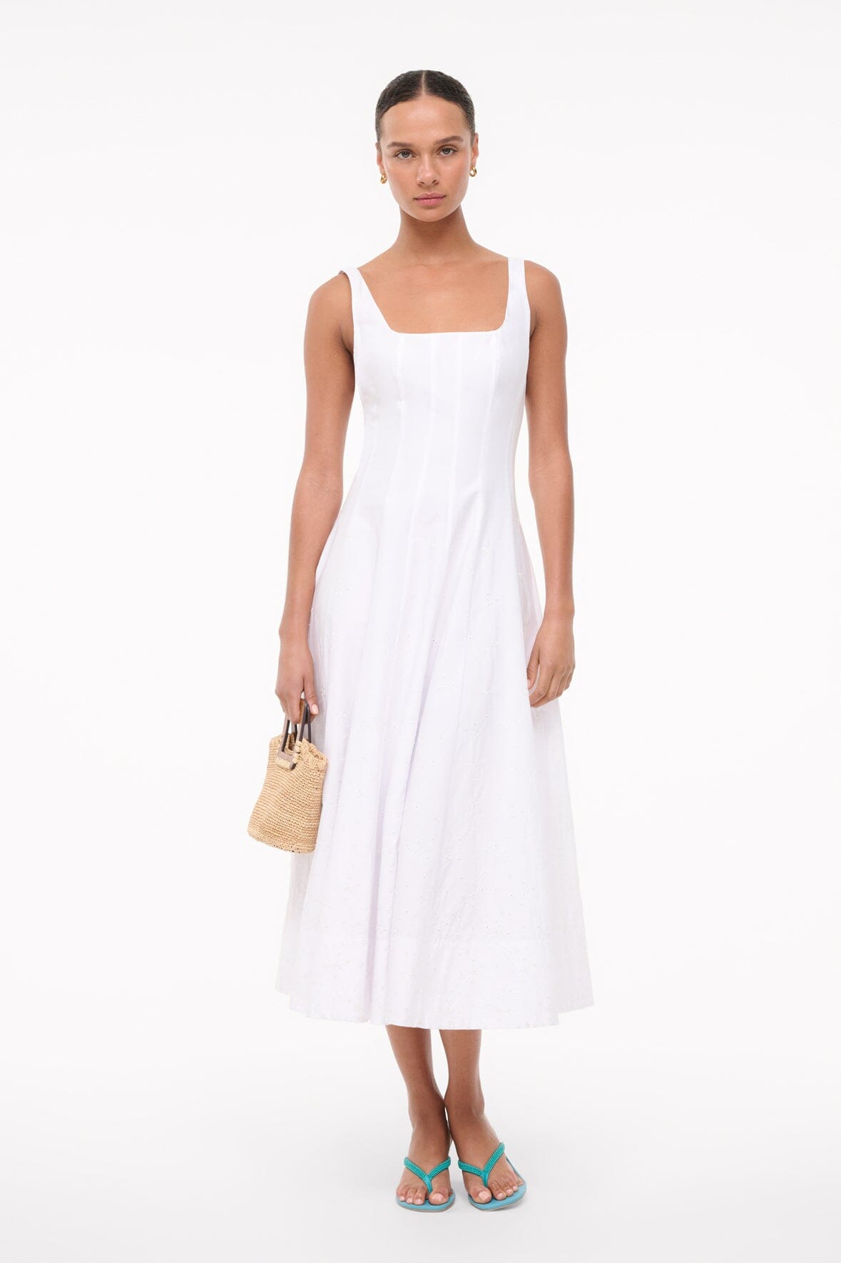 WELLS DRESS WHITE EMBROIDERY - STAUD online