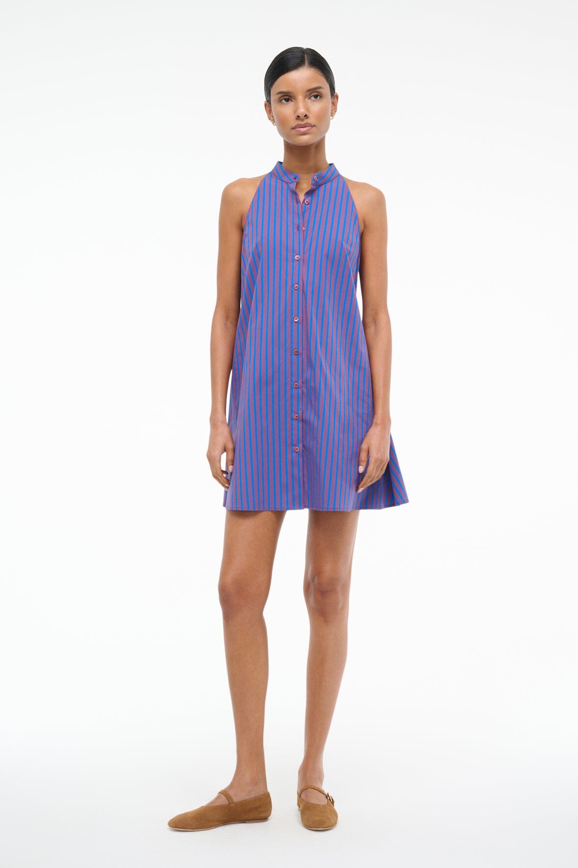 SHIRLEY MINI DRESS ATLAS STRIPE - STAUD US