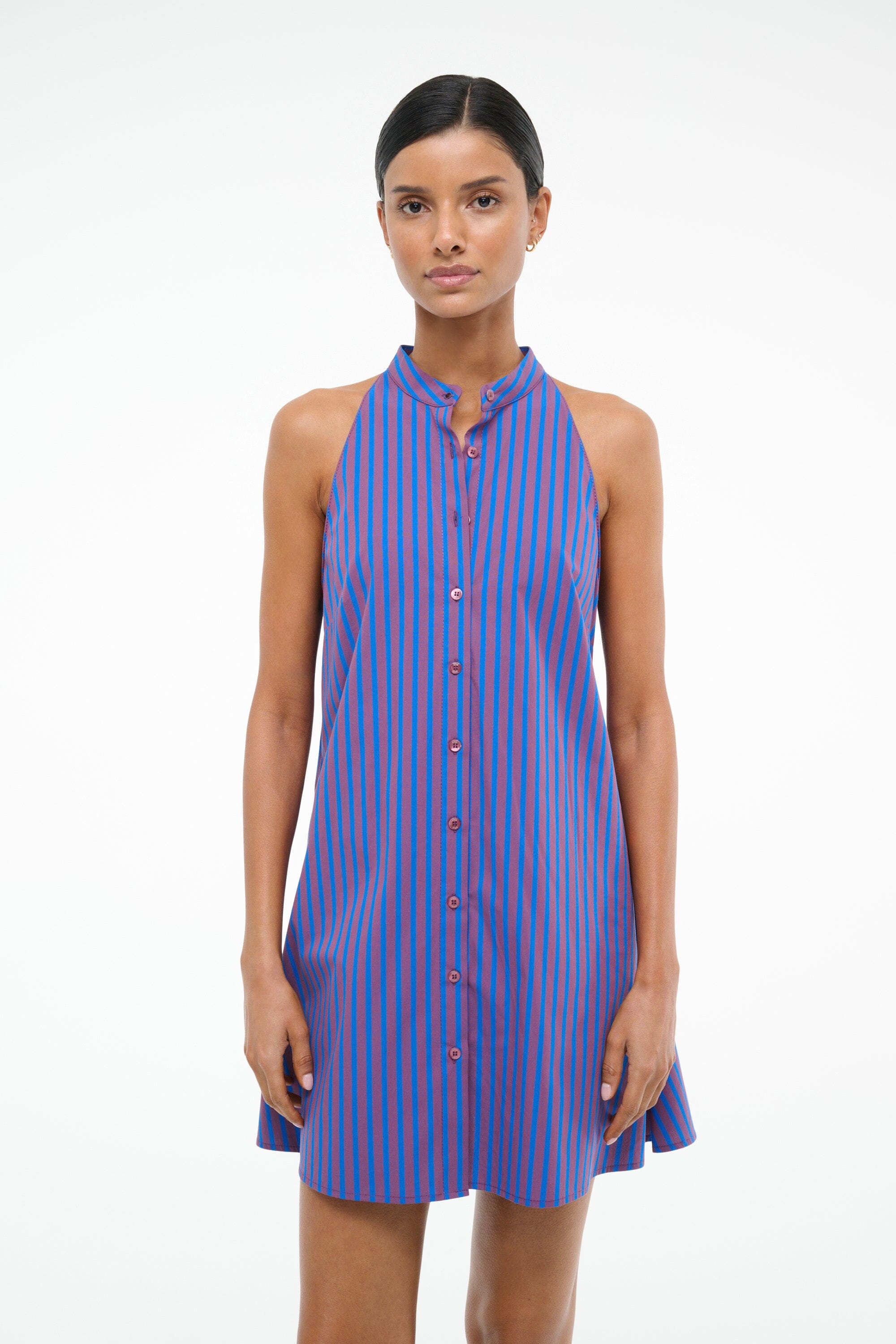 SHIRLEY MINI DRESS ATLAS STRIPE - STAUD US
